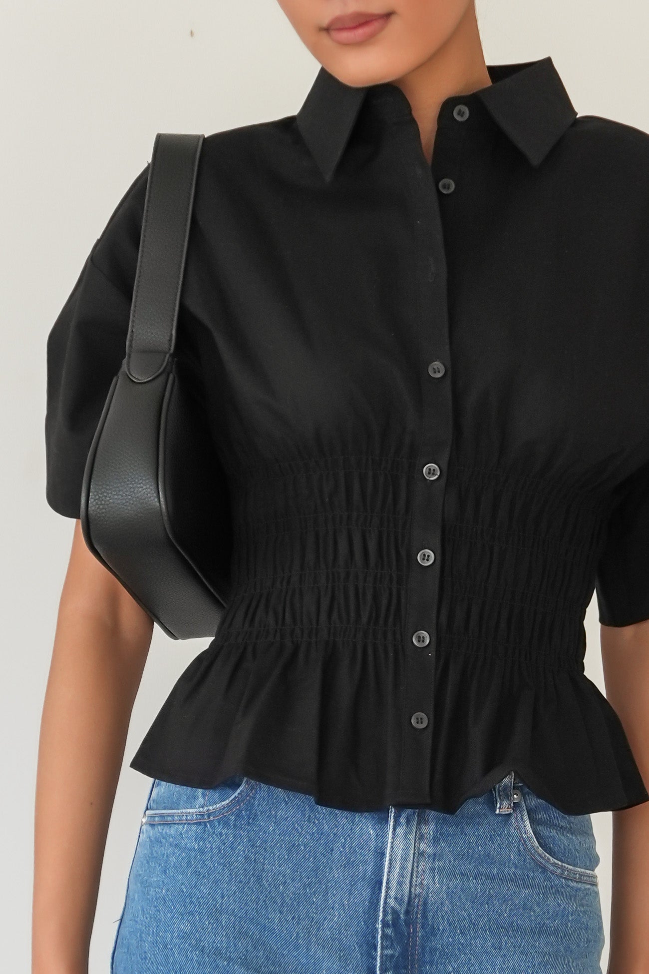 Timeless Shirred Top Black