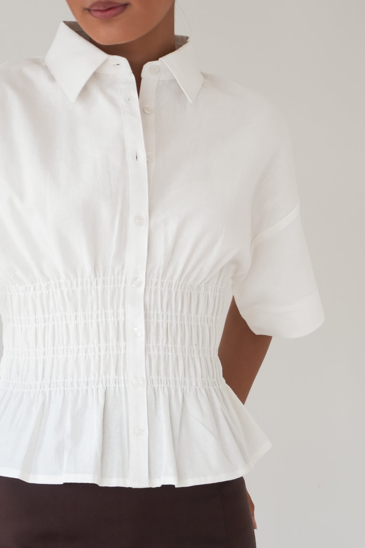 Timeless Shirred Top White