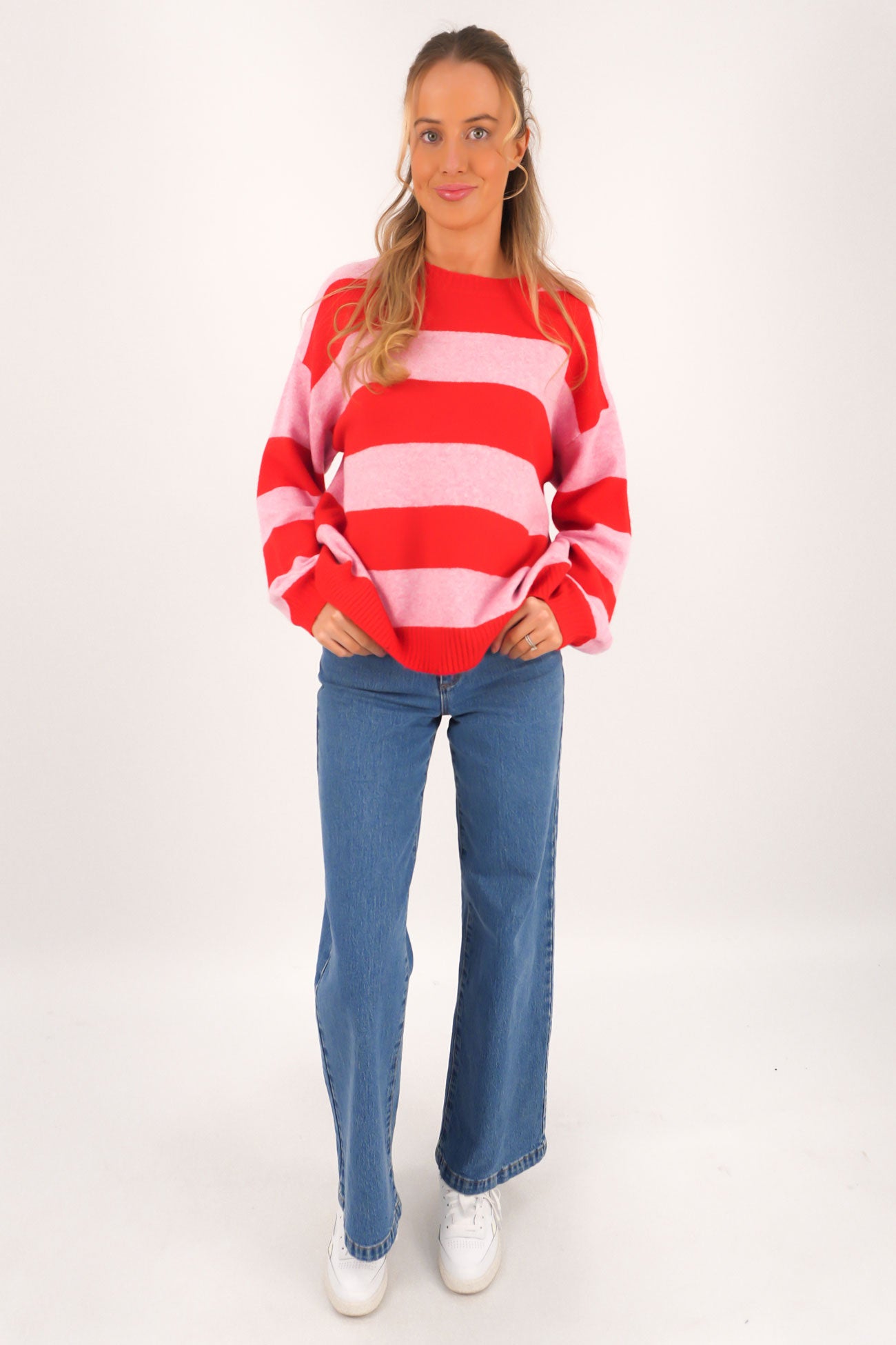 Tiva Knit Jumper Red Pink Stripe