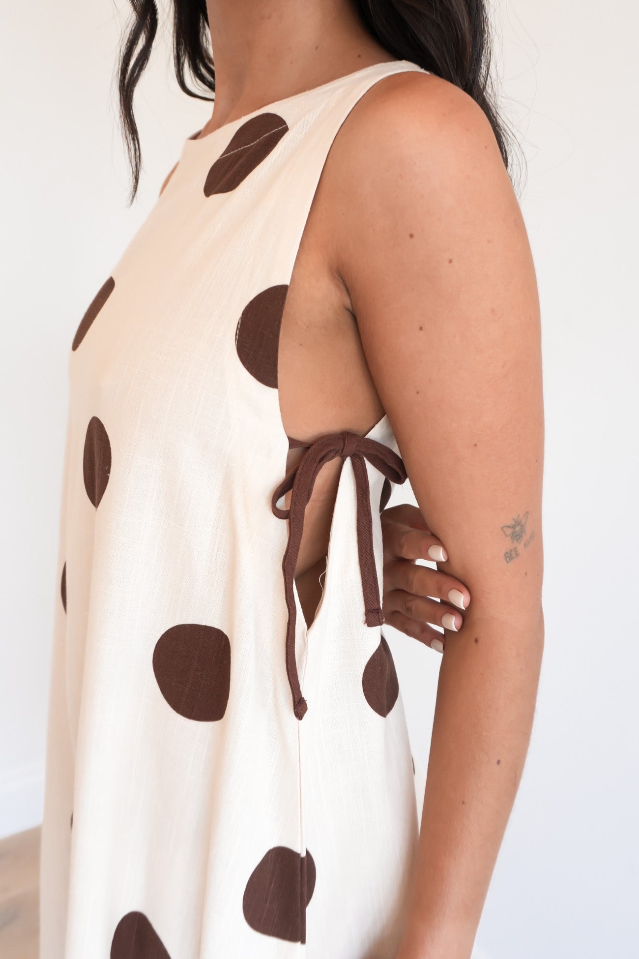 Todd Mini Dress Mocha Polka Dot