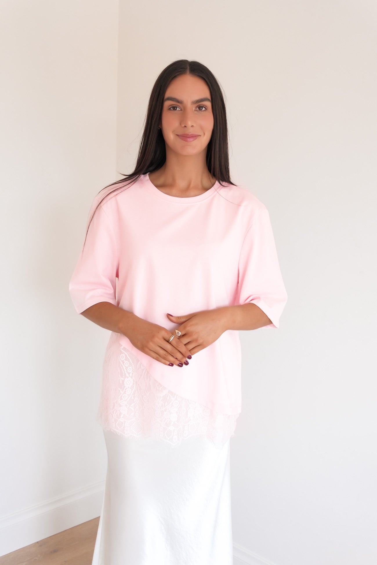 Tommi Lace Tee Pink