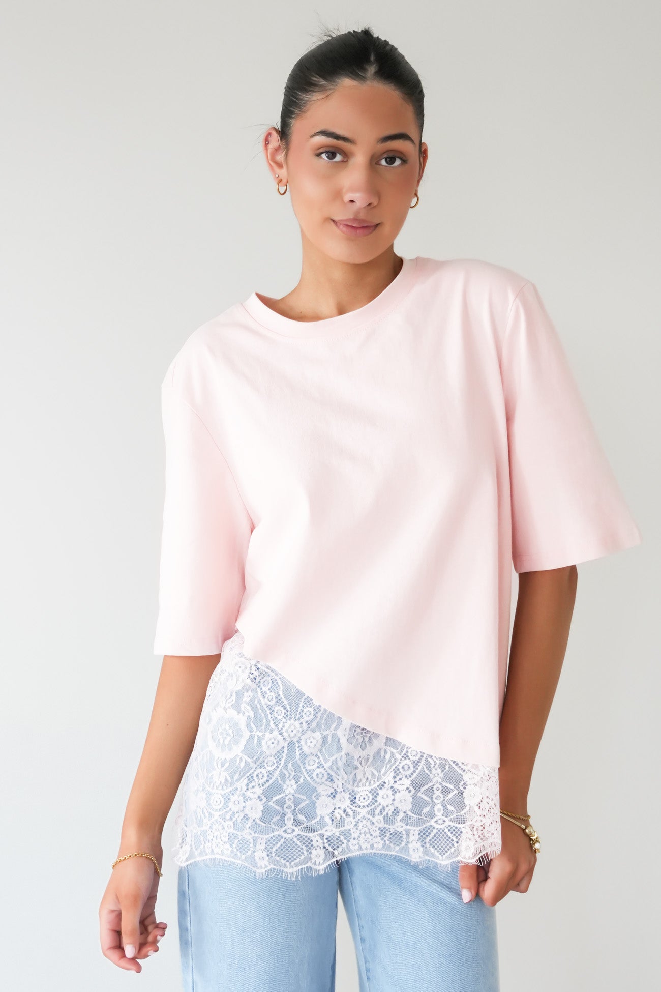 Tommi Lace Tee Pink
