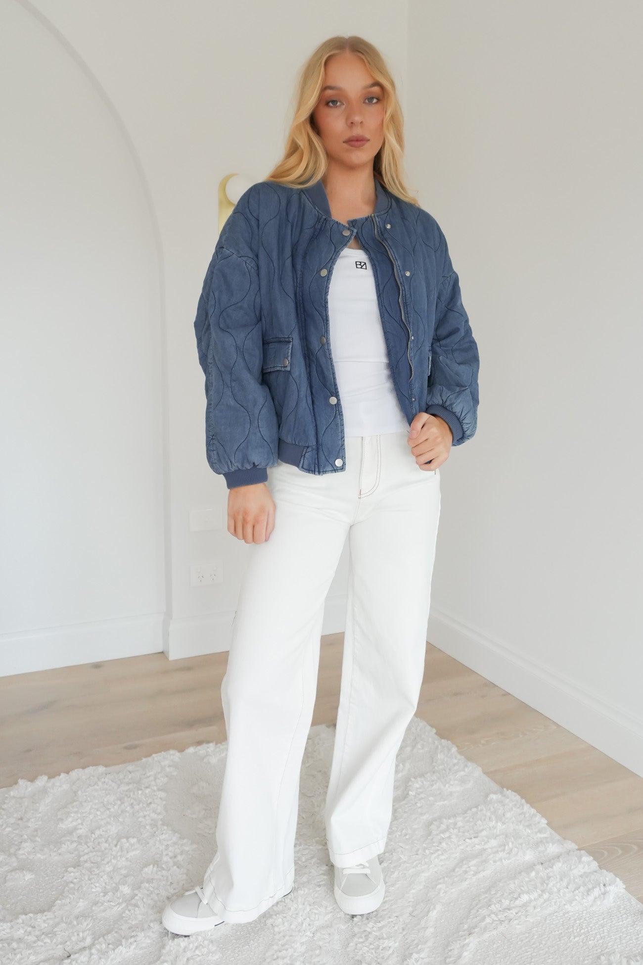 Toni Bomber Jacket Mid Blue Denim