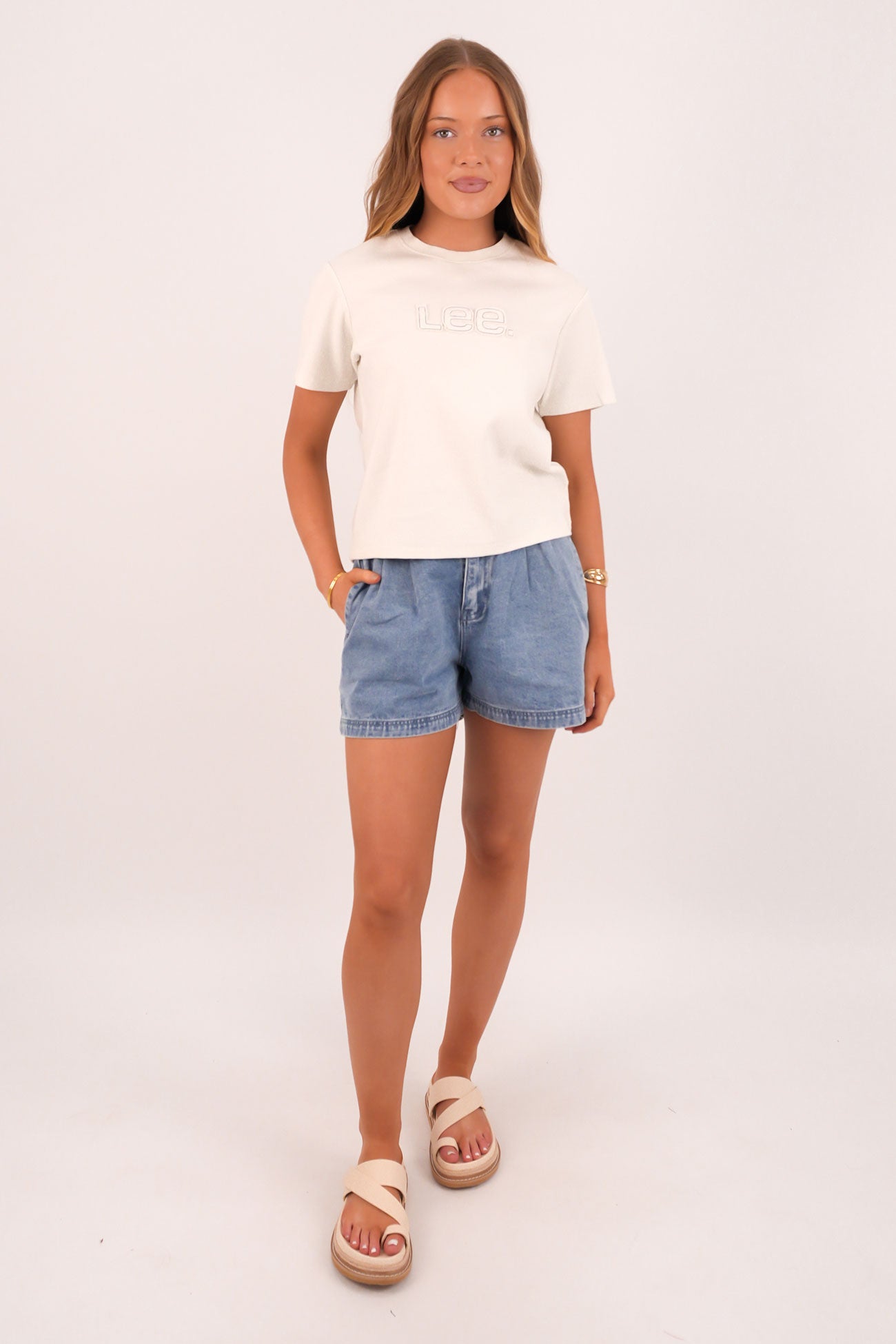 Undone Shrunken Rib Tee Eggshell White