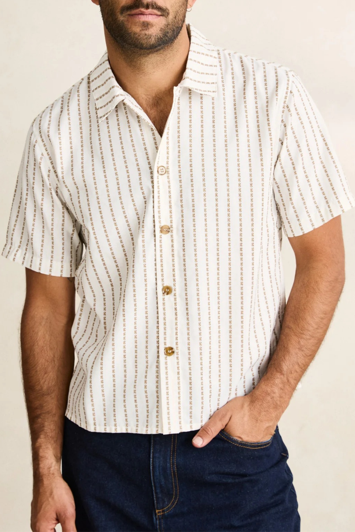 Vacation Stripe Crop Short Sleeve Shirt Multi