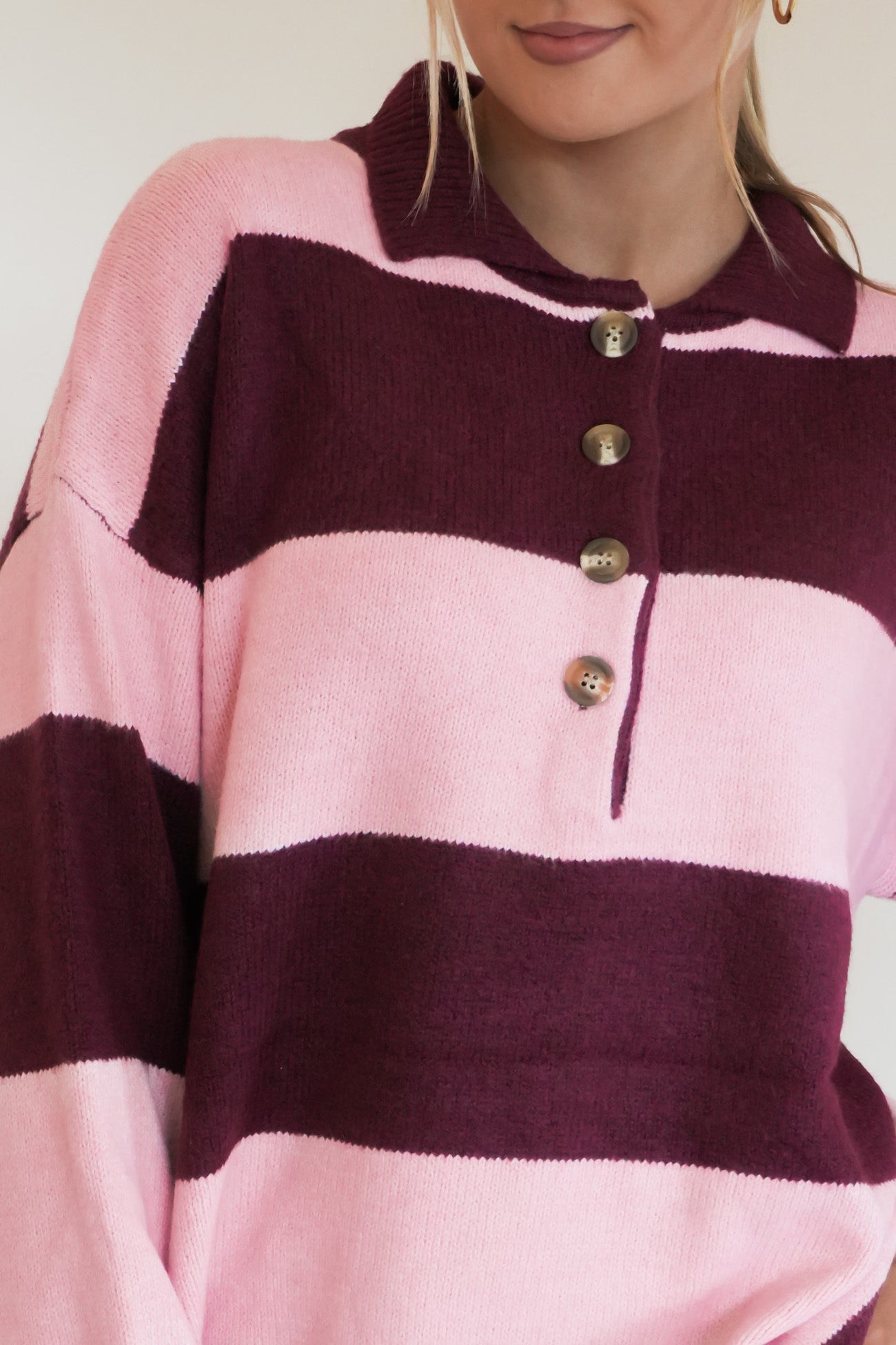 Valentina Rugby Knit Jumper Berry Stripe