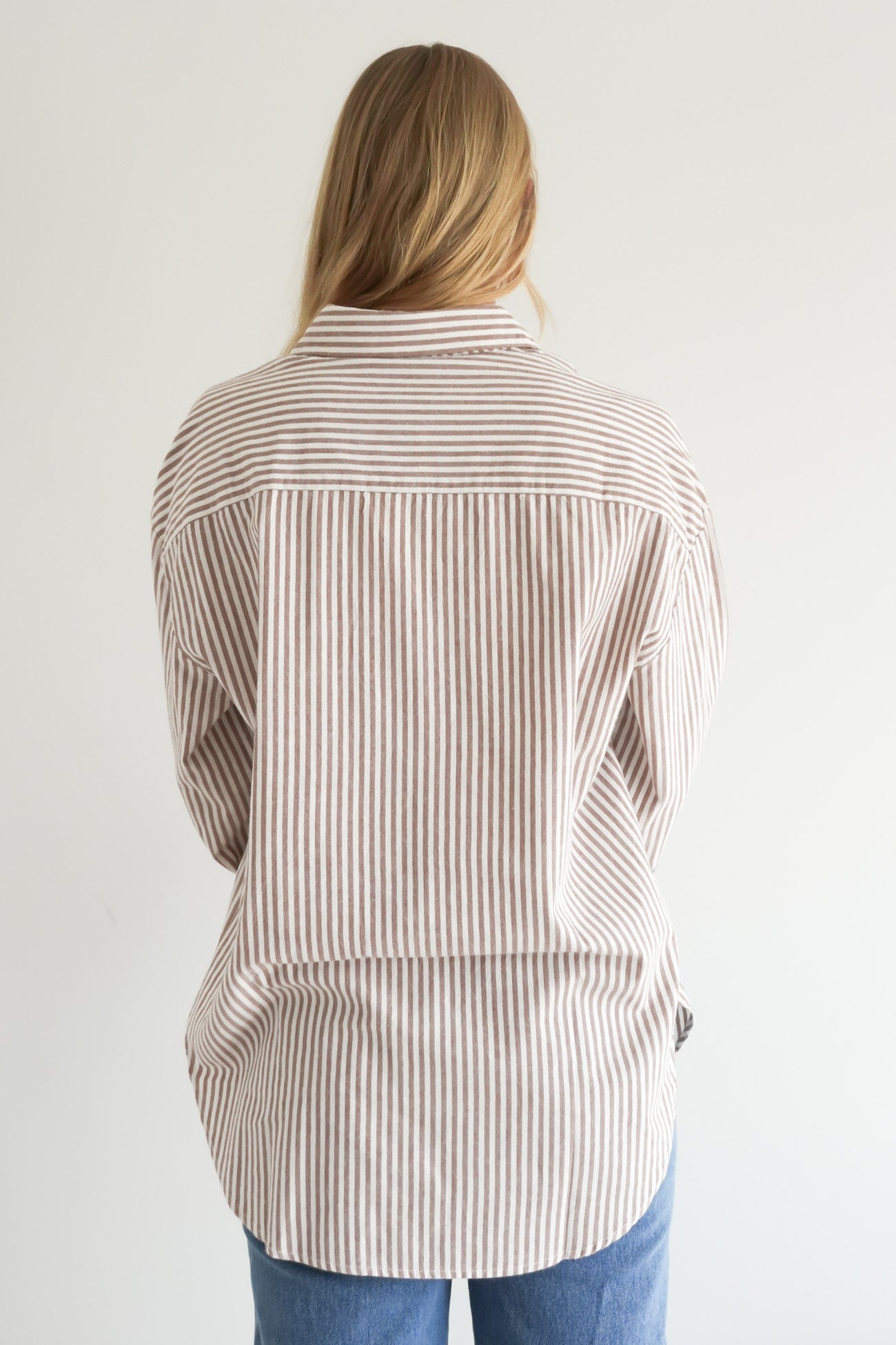 Valley Stripe Oversized Shirt Tan