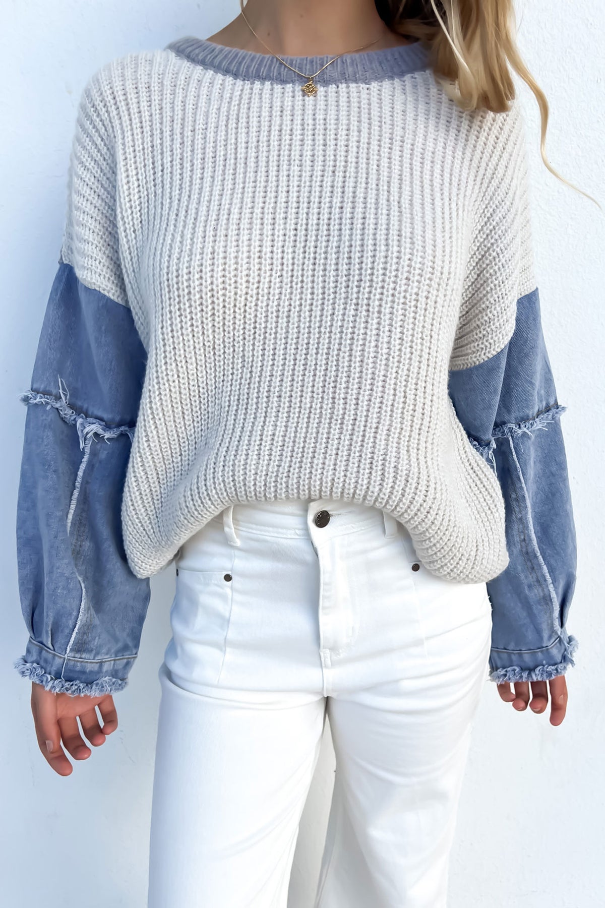 Vayla Knit Jumper Blue Grey Jean Jail