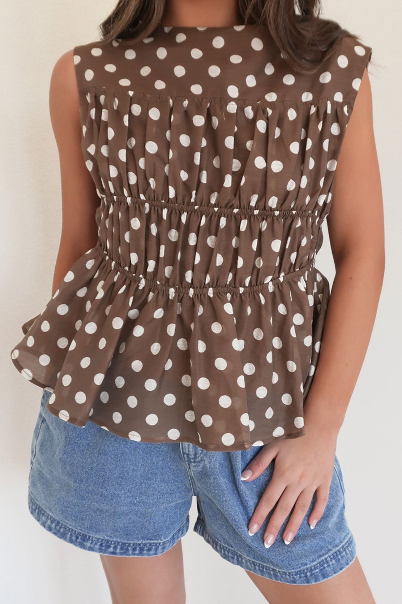Vienne Top Chocolate Cream Polka Dot