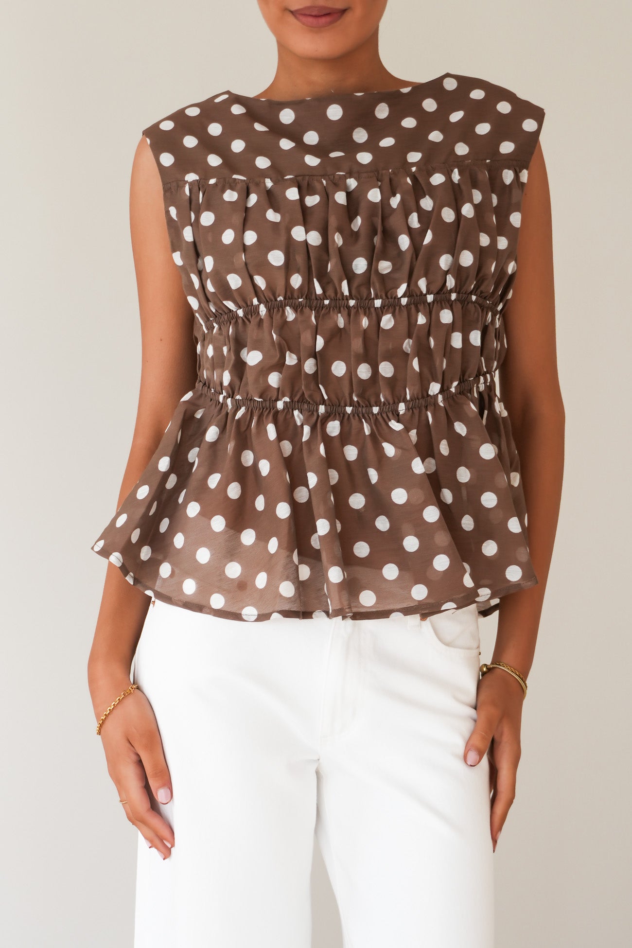 Vienne Top Chocolate Cream Polka Dot