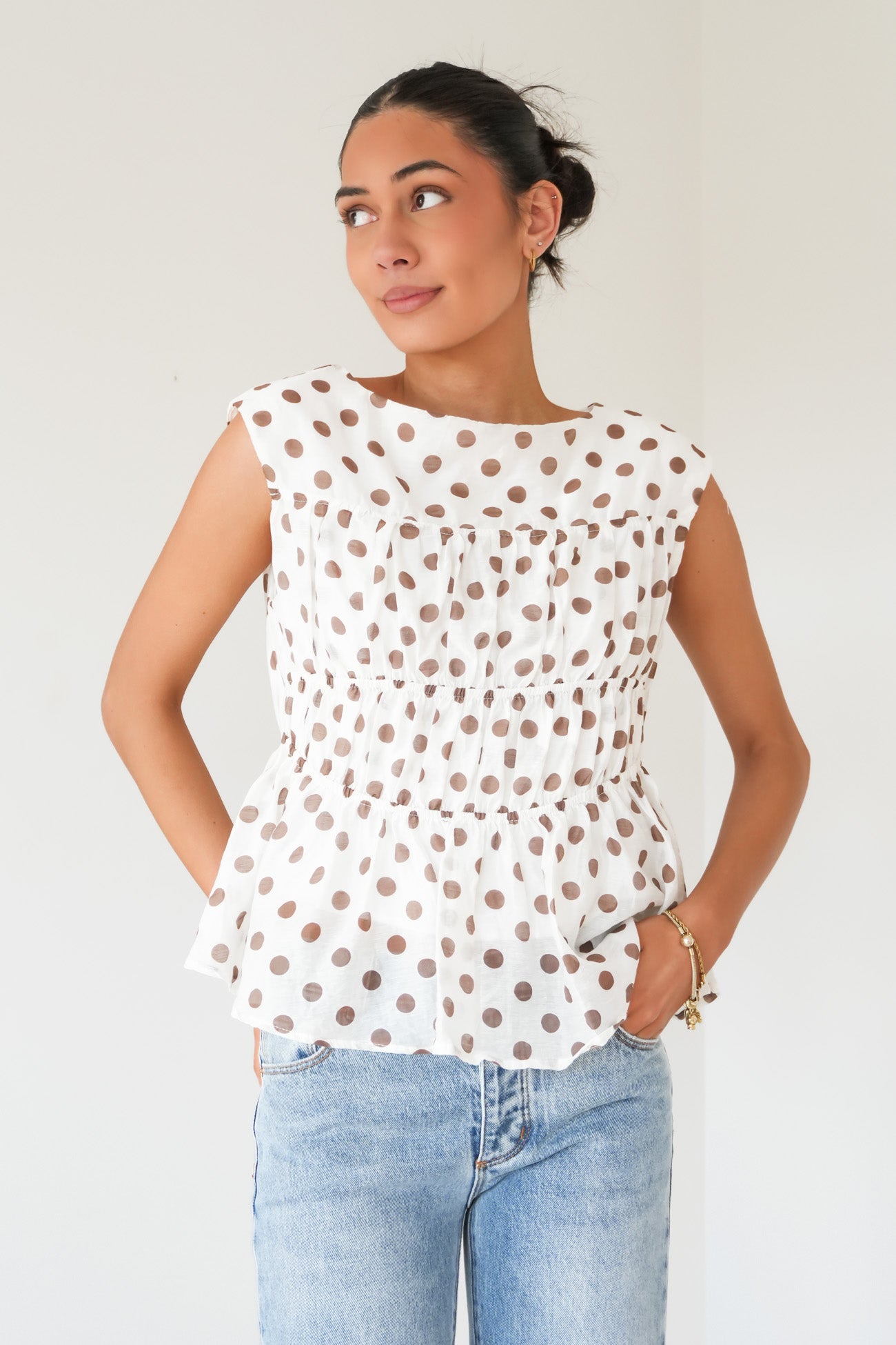 Vienne Top Cream Polka Dot