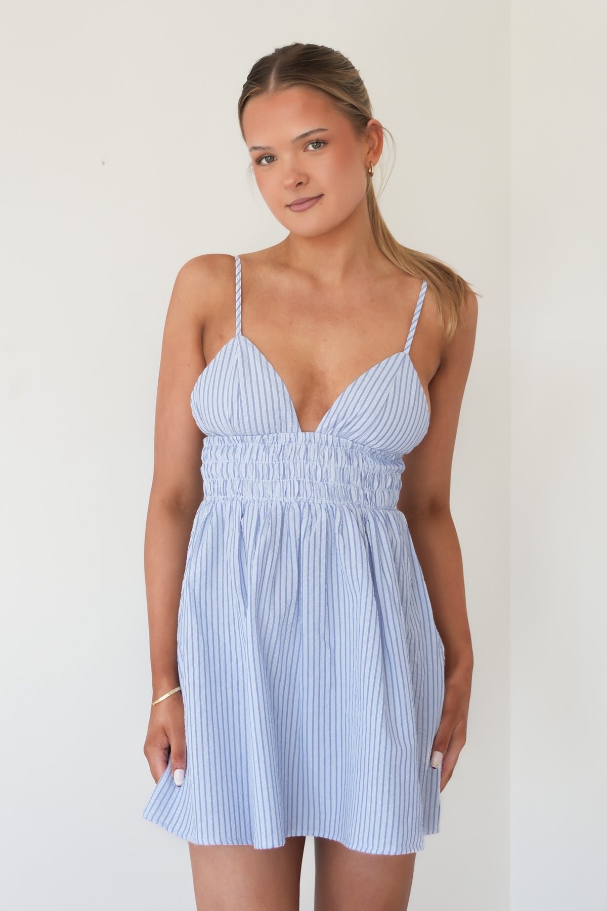 Vista Stripe Mini Dress Blue