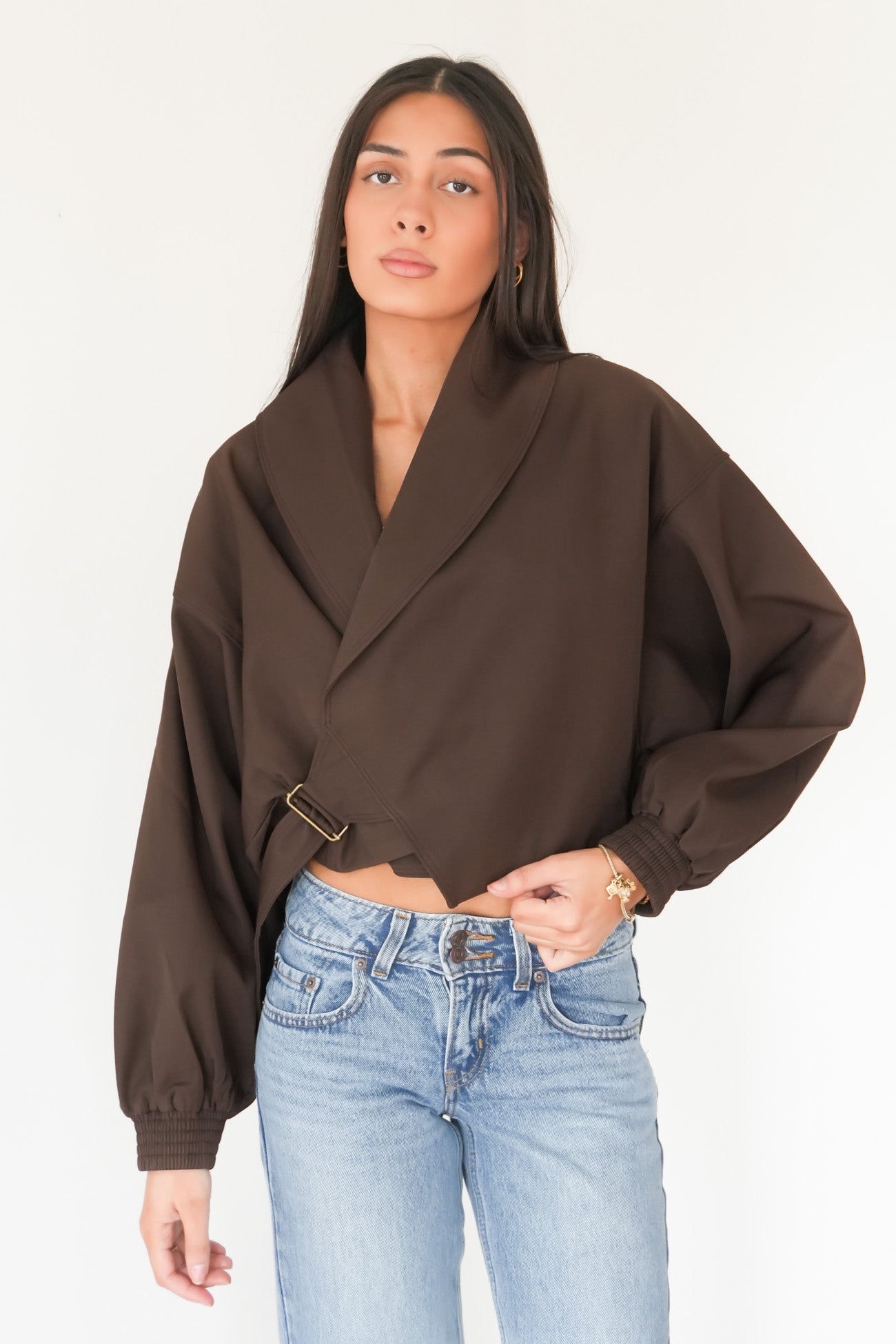 Rachael Buckled Bomber Chocolate
