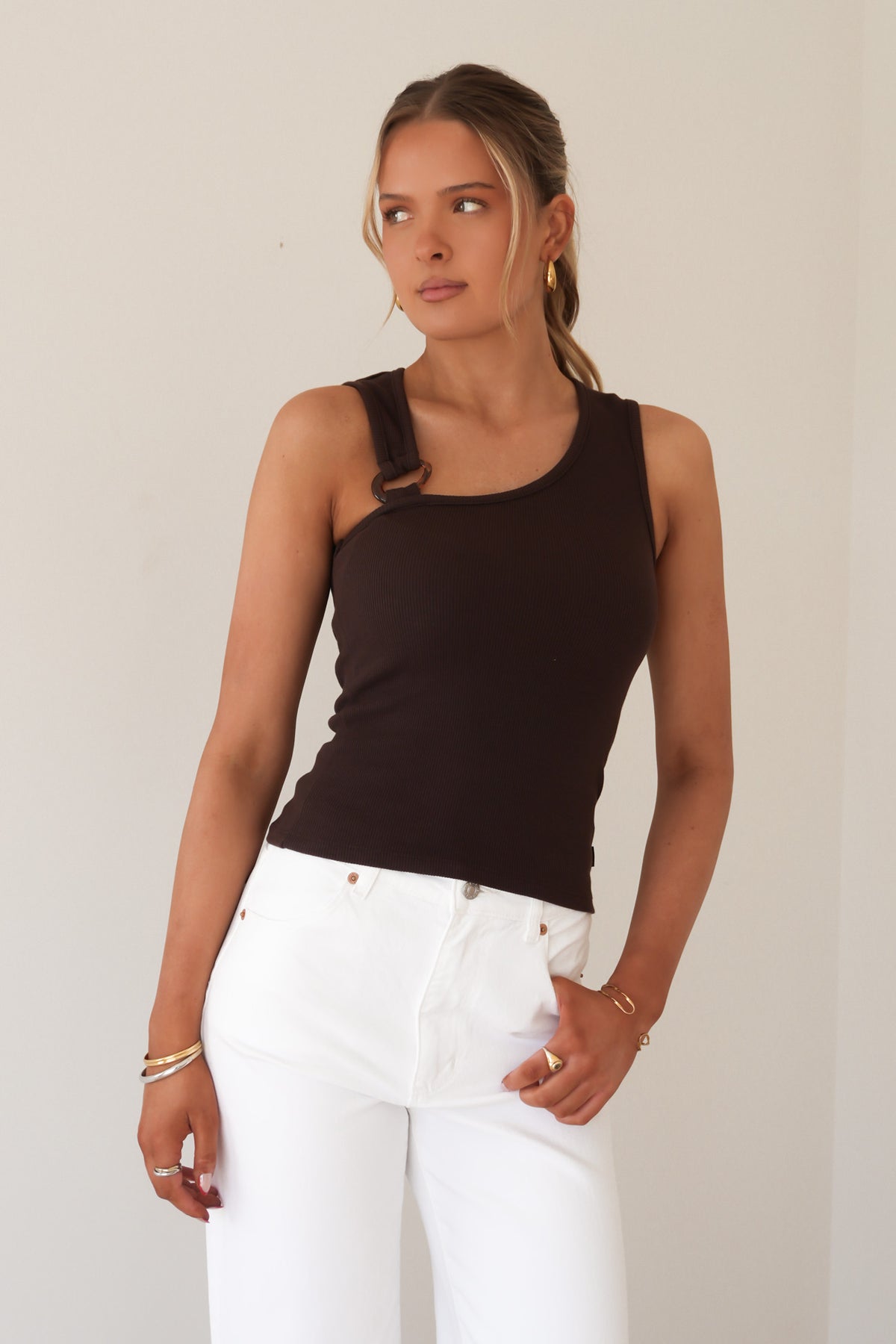 Willow Rib Tank Brown