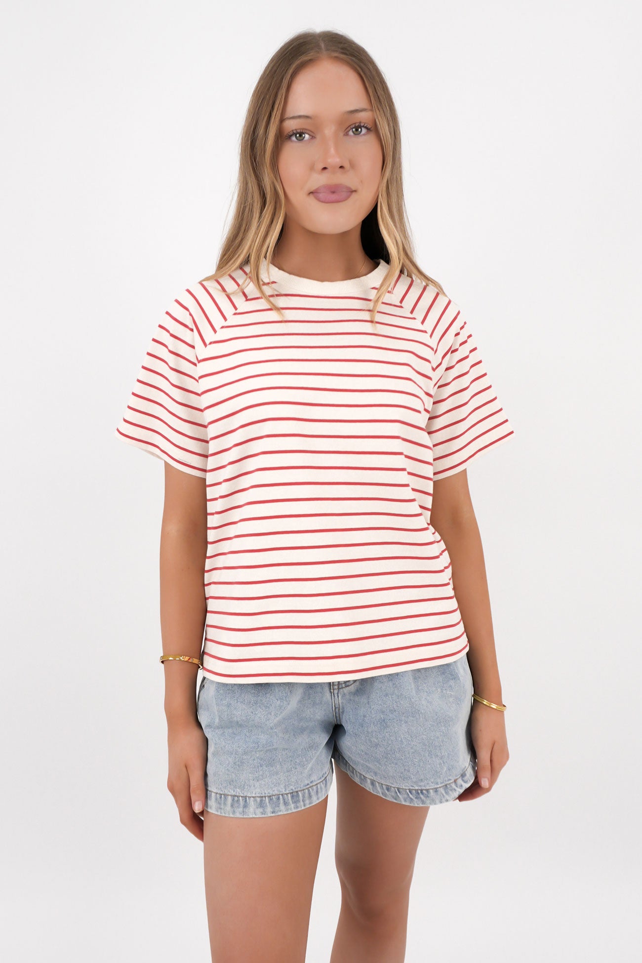 Windsor Stripe Tee Vintage White Red