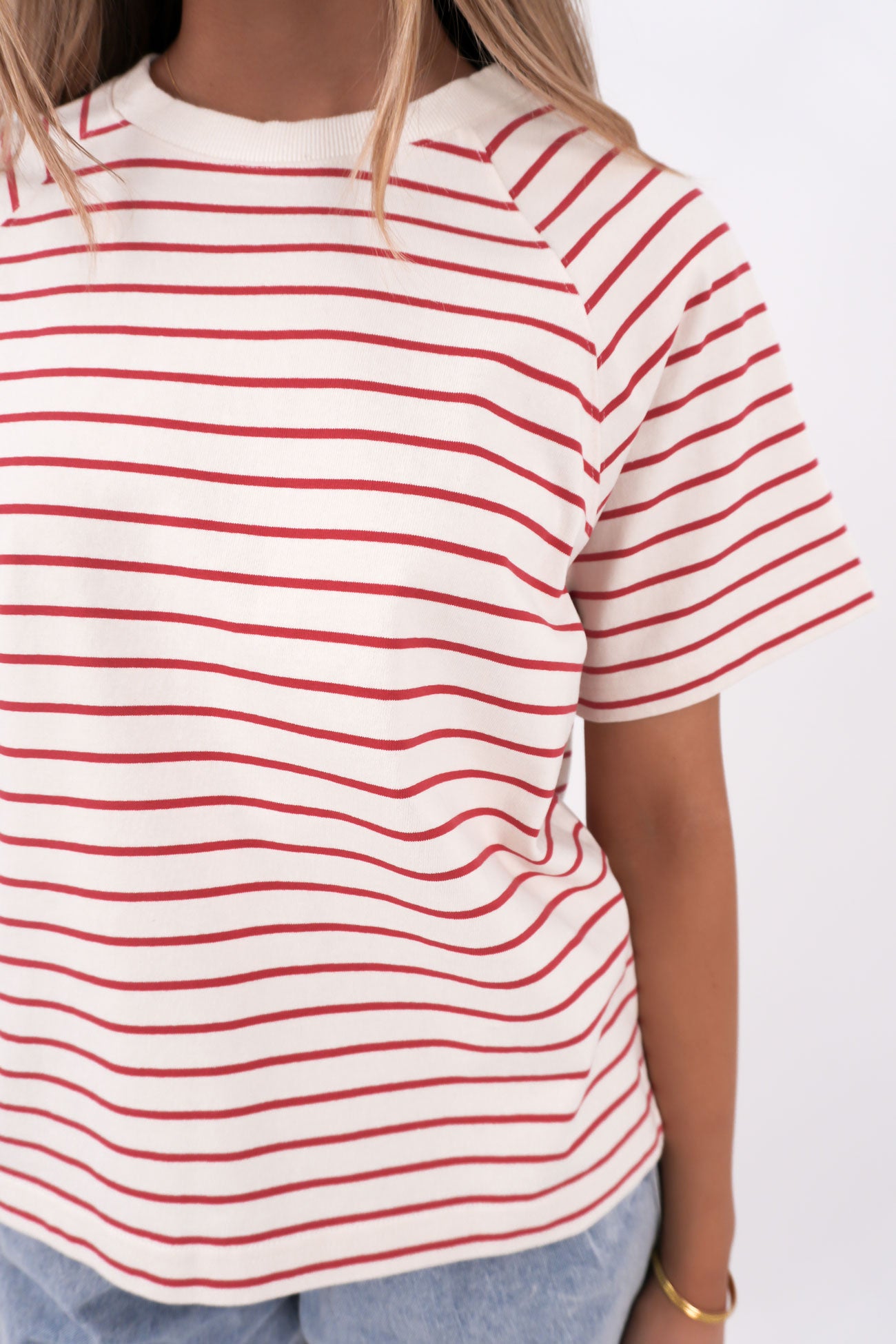 Windsor Stripe Tee Vintage White Red