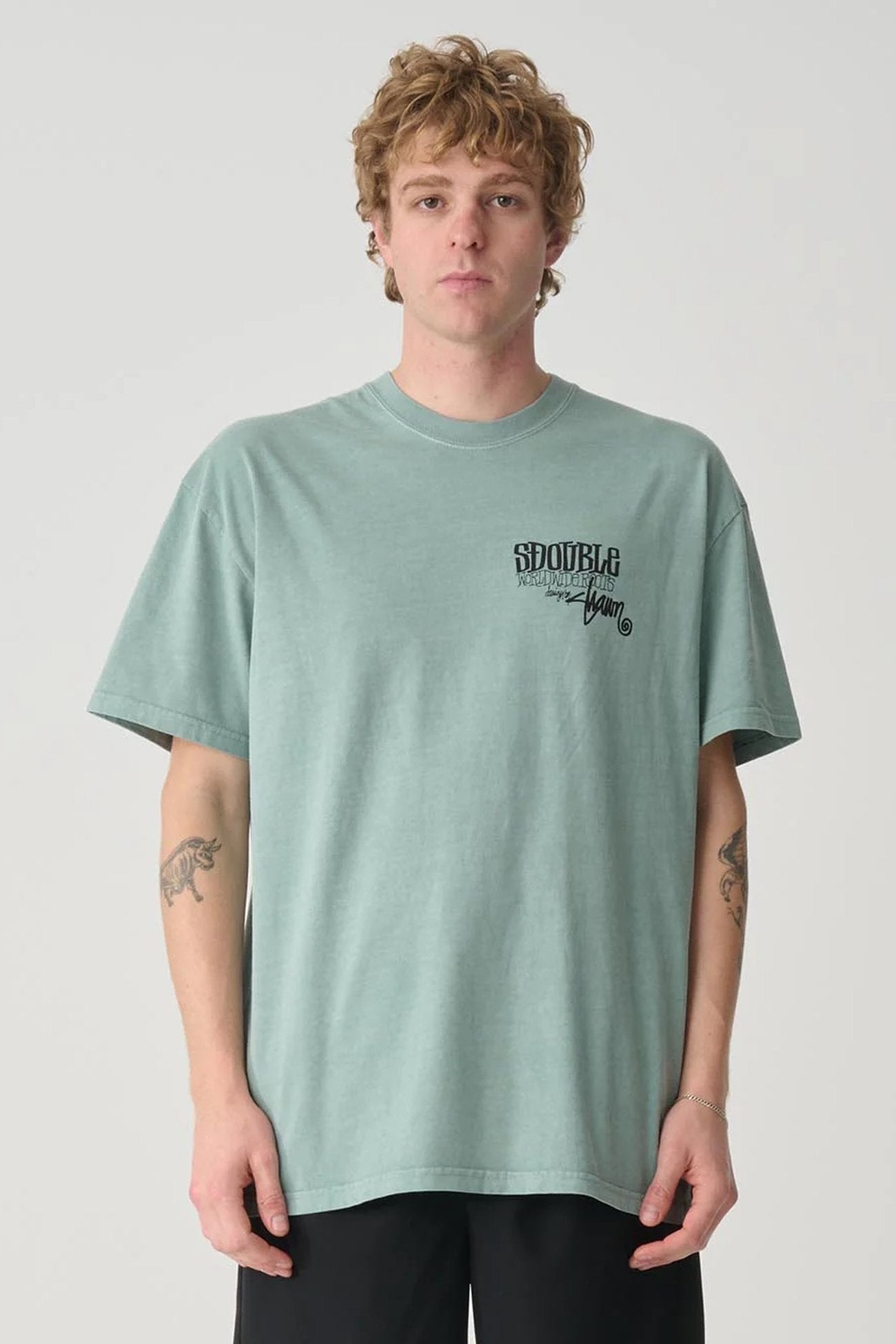 World Wide Roots Tee Washed Sage