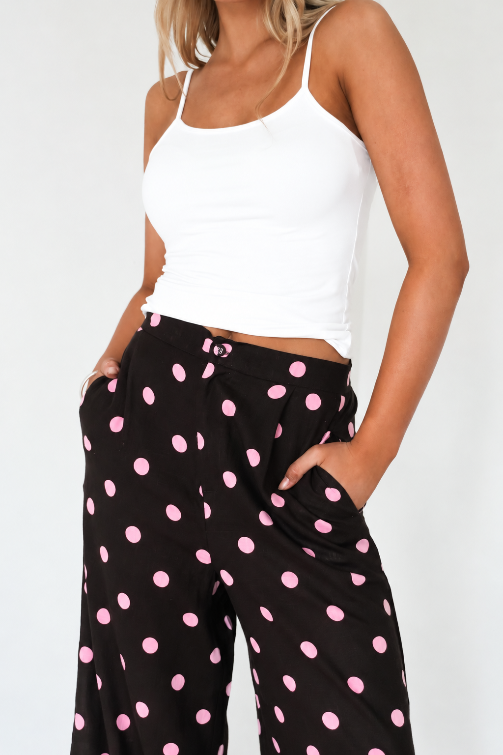 Zander Pant Pink Chocolate Polka Dot