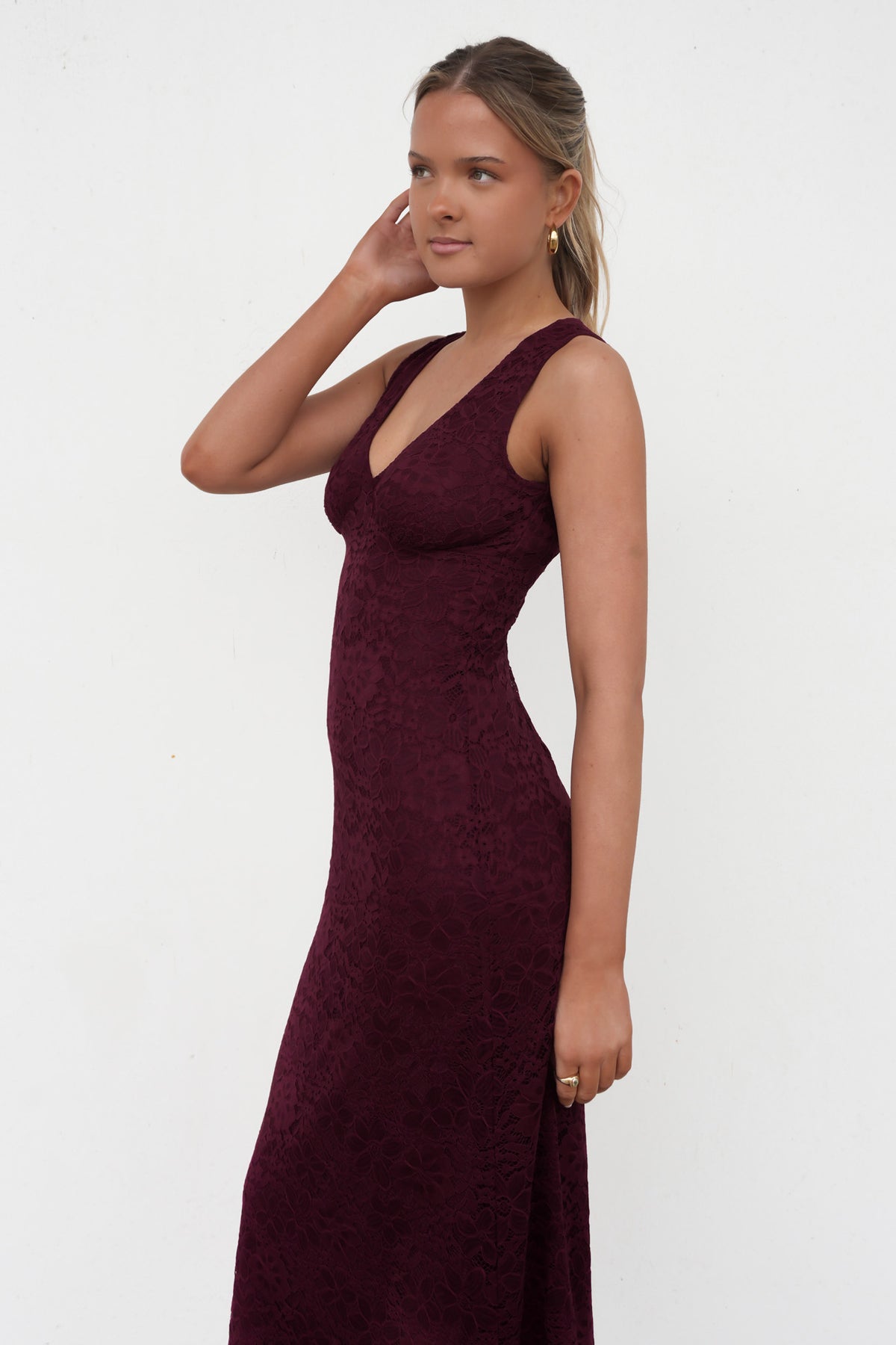 Zea Lace Maxi Dress Wine