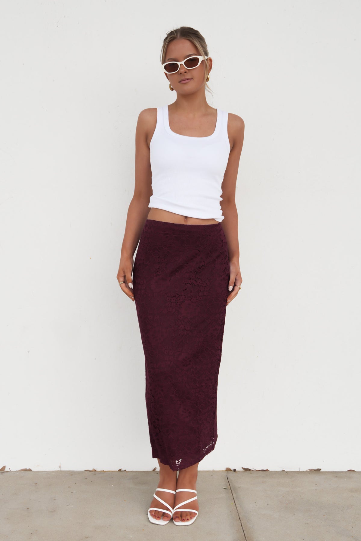 Zea Lace Maxi Skirt Wine