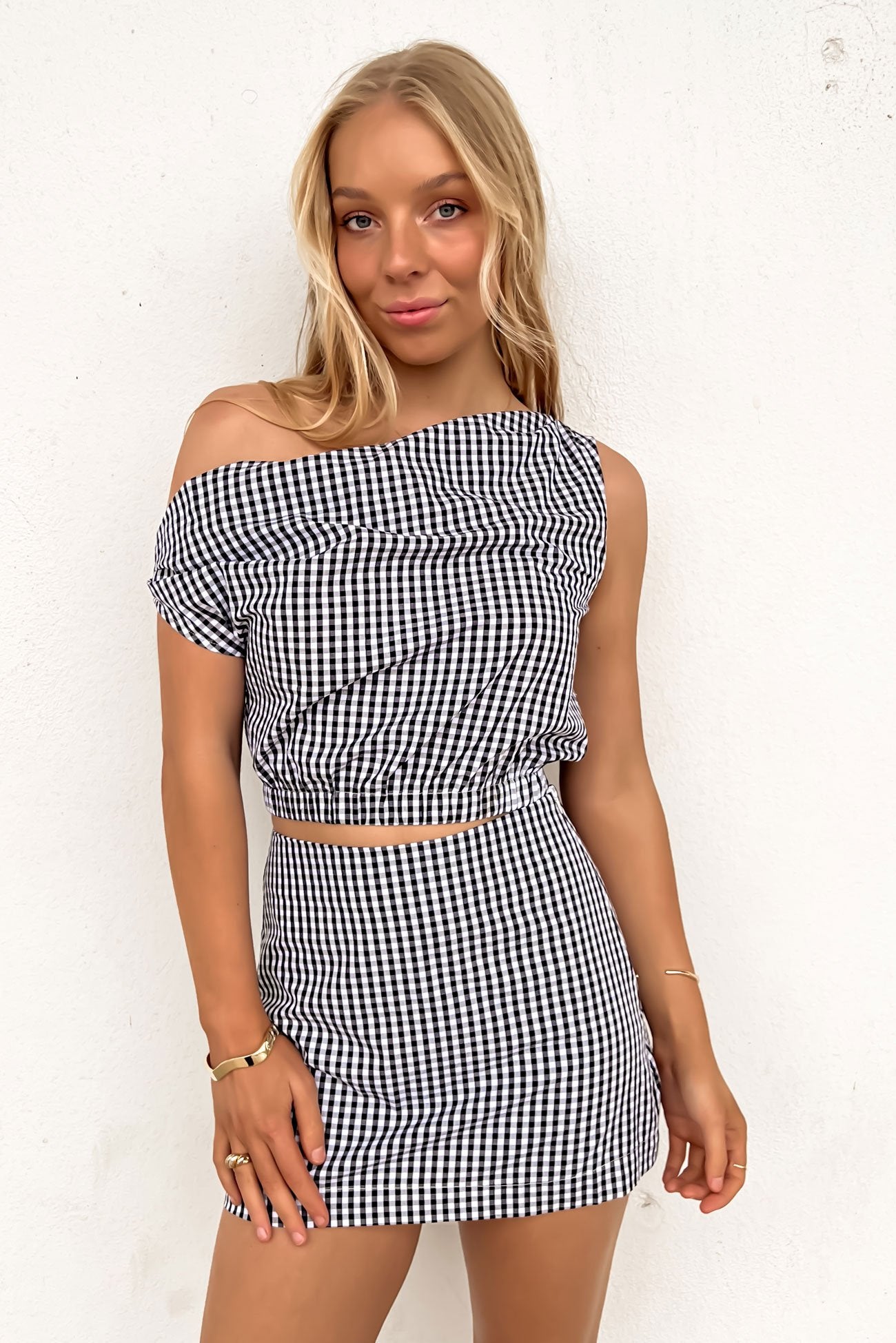 Zelma Top Black Check