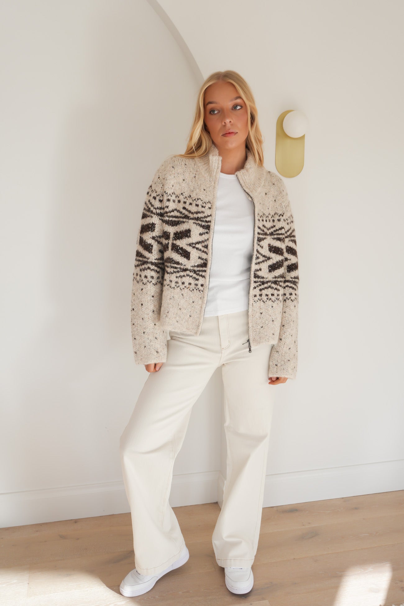 Zoe Knit Zip Thru Oat