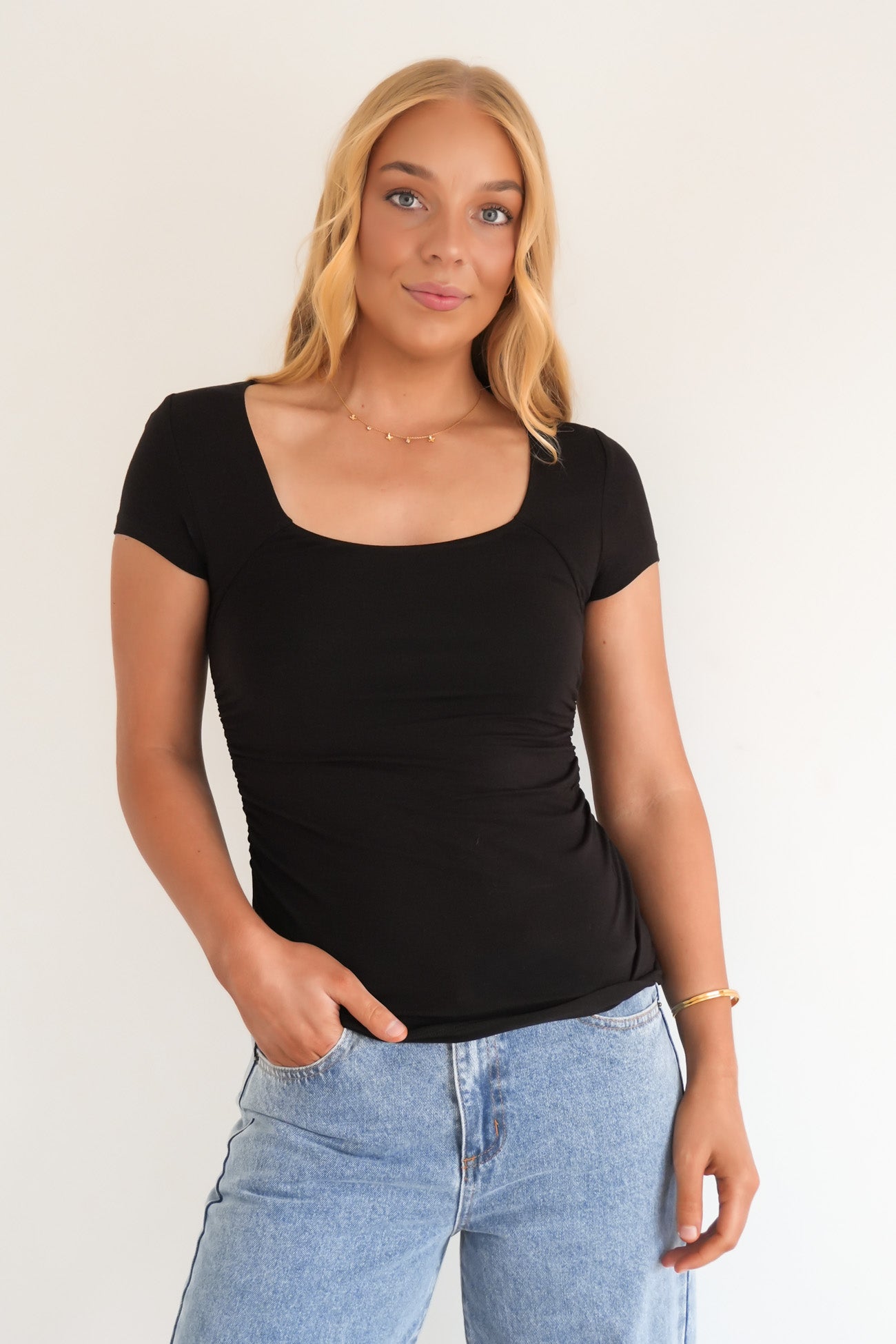 Zoe Short Sleeve Top Black