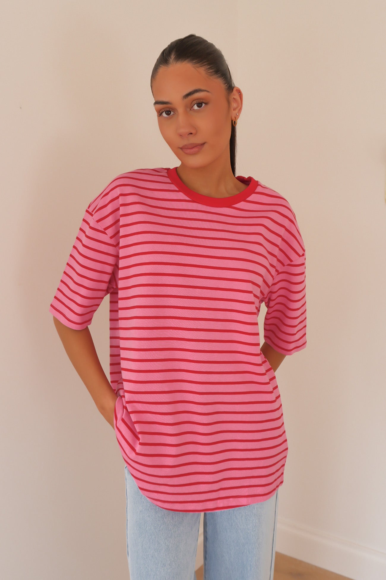 Zora Tee Pink Stripe