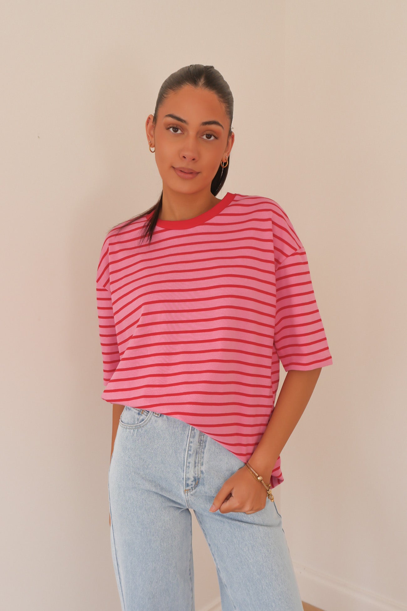 Zora Tee Pink Stripe