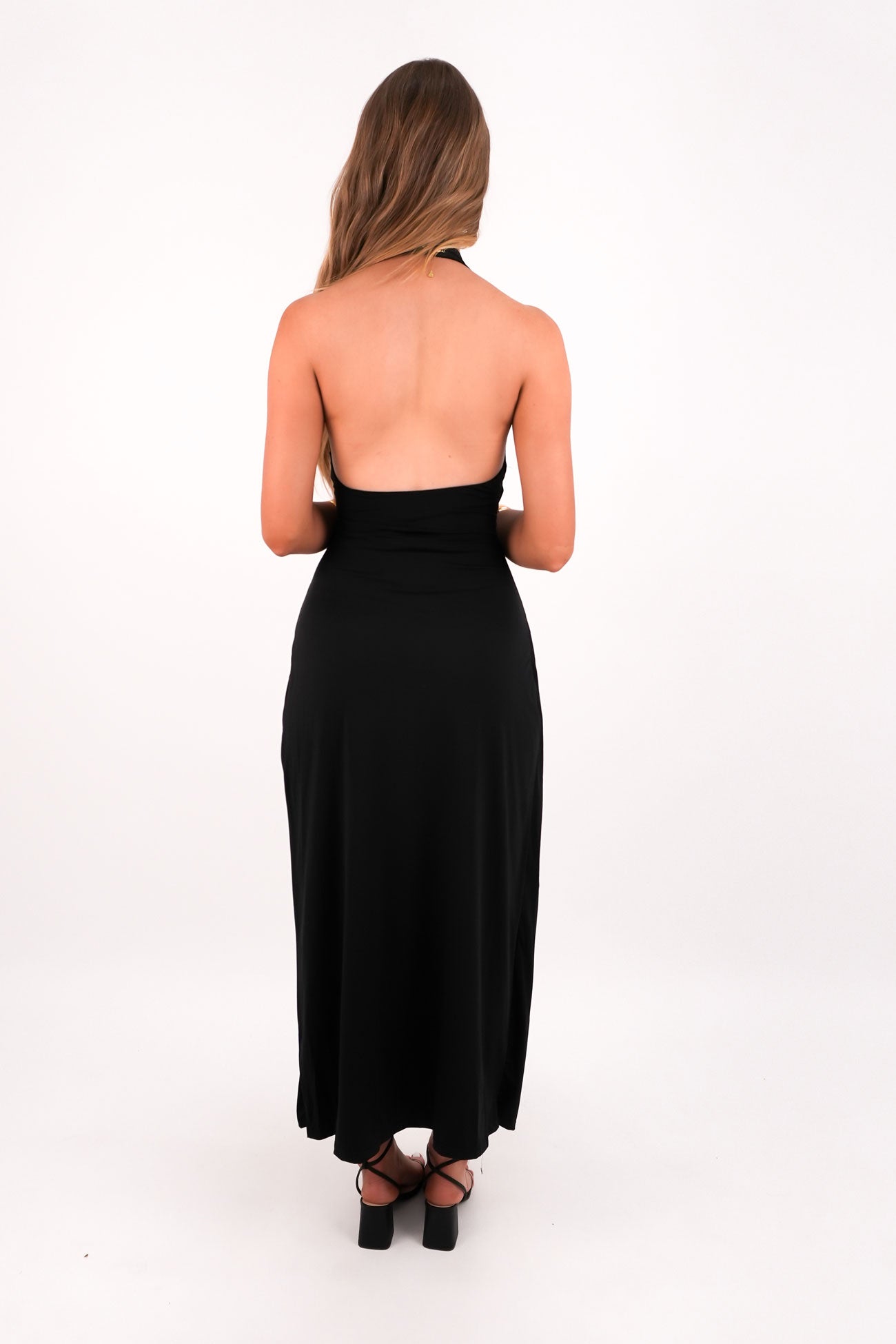 Zorina Halter Maxi Dress Black