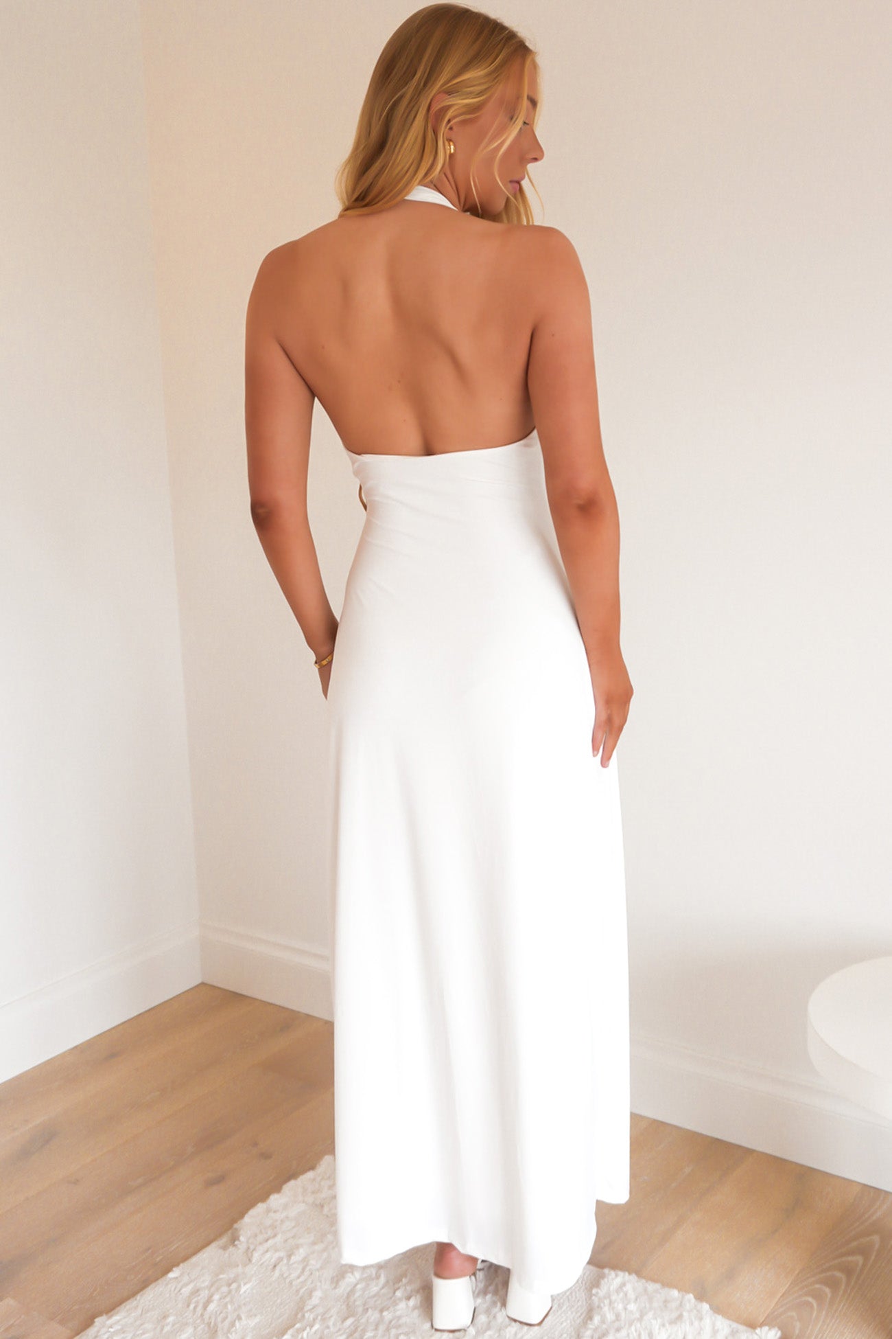 Zorina Halter Maxi Dress White