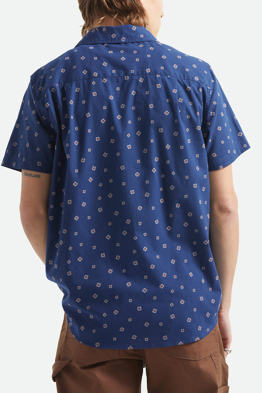 Charter Print Woven Short Sleeve Shirt Midnight Blue Geo
