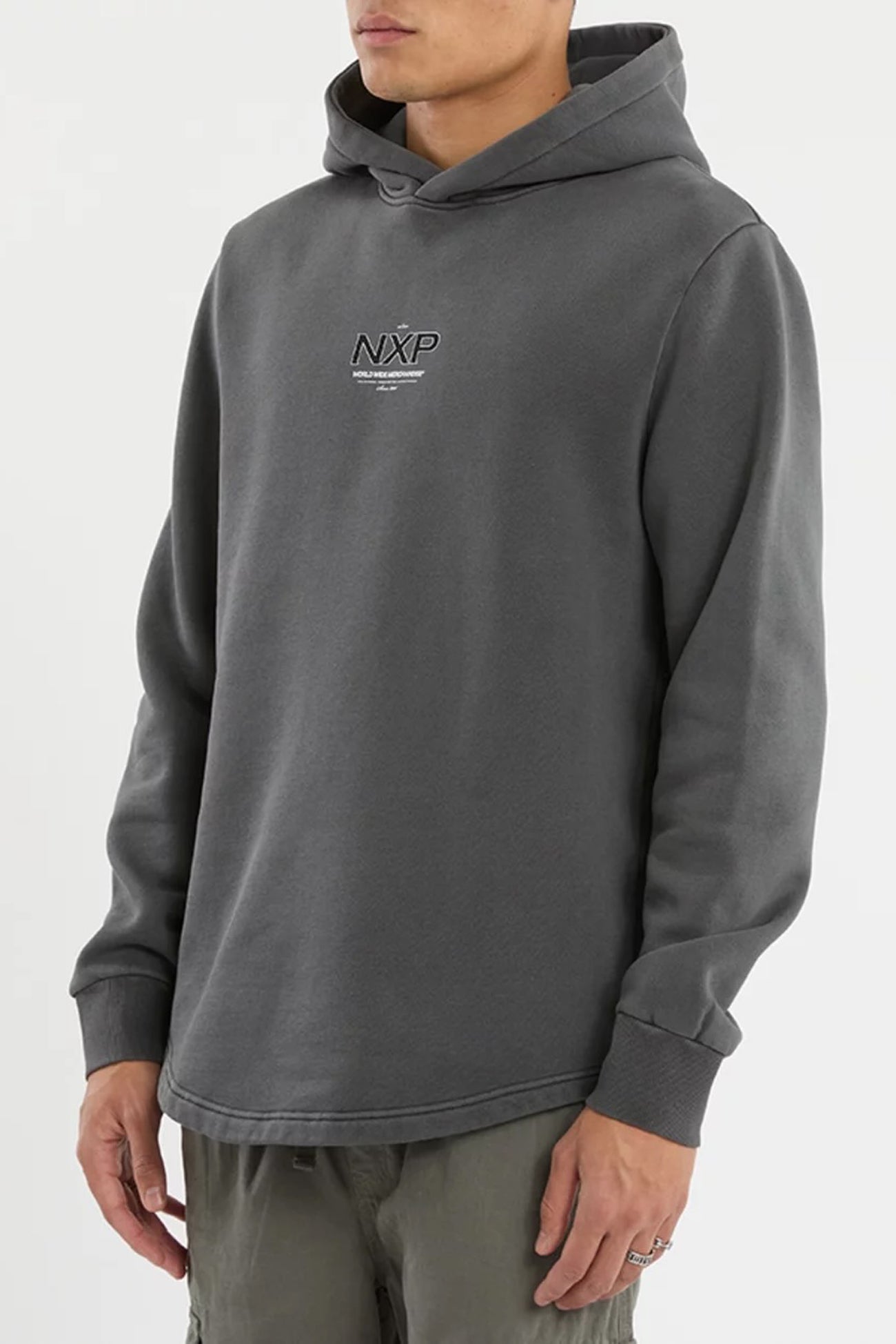 Peak Dual Curved Hoodie Pigment Charcoal