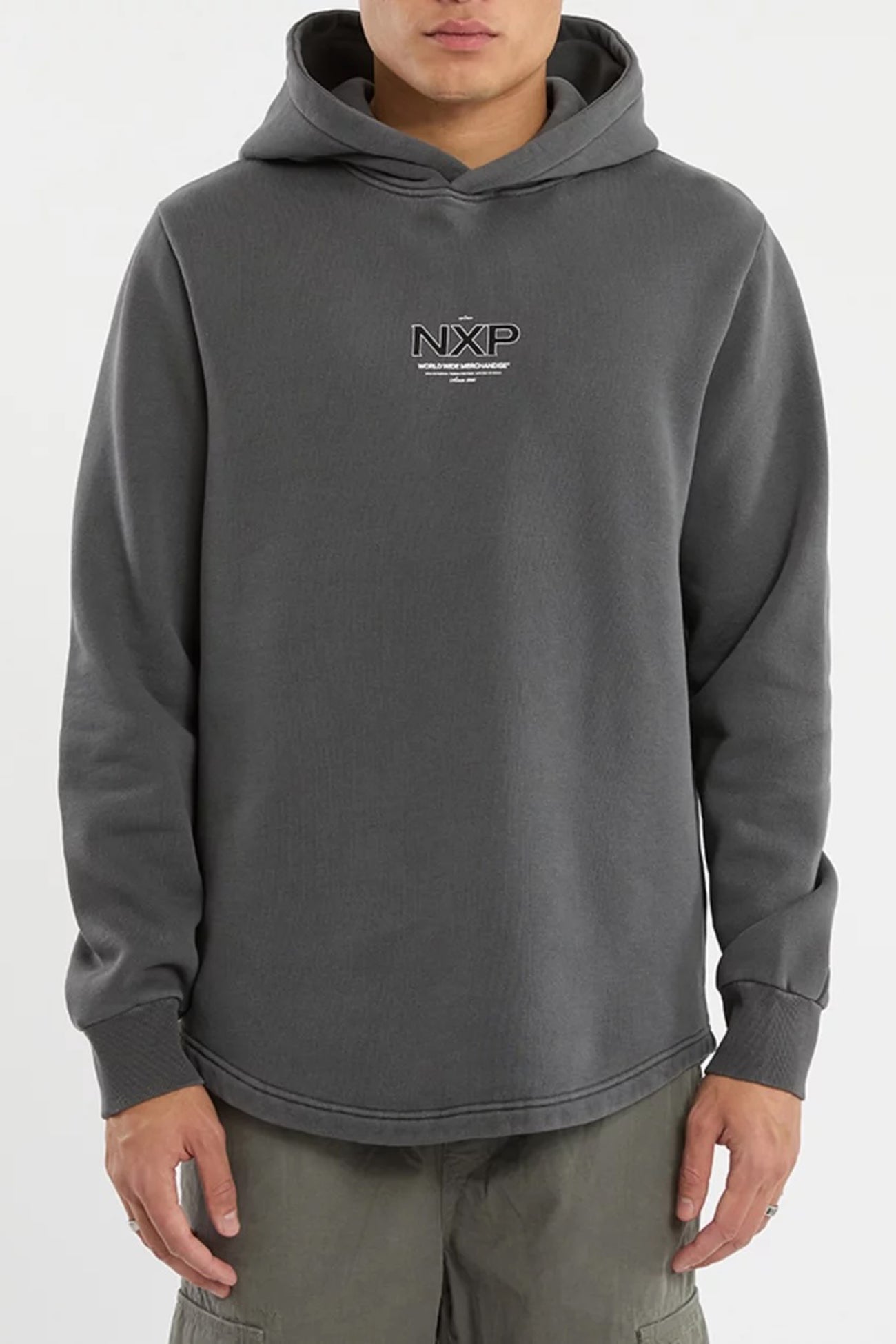 Peak Dual Curved Hoodie Pigment Charcoal