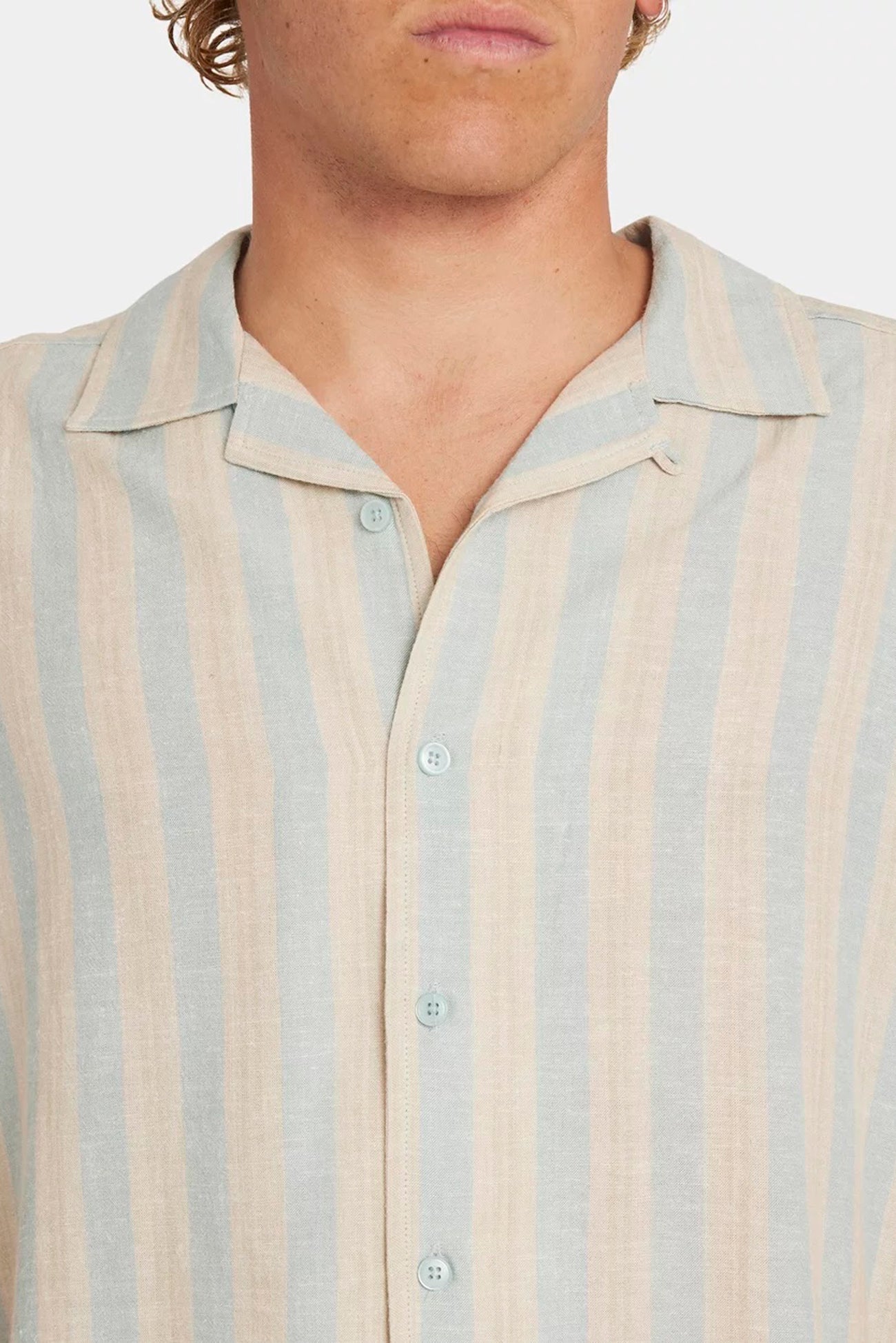 Beat Stripe Short Sleeve Shirt Chambray
