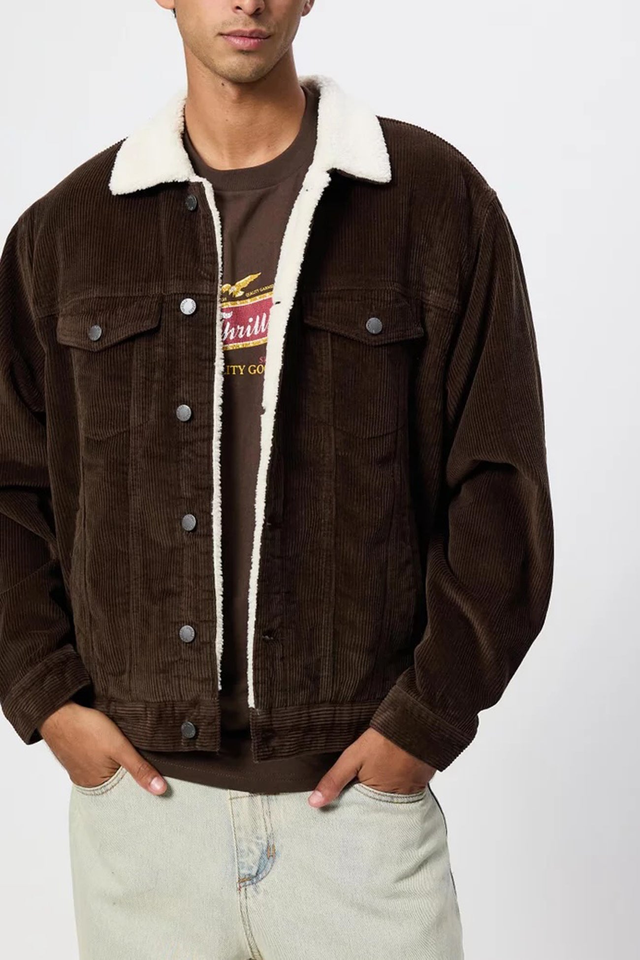 Oversized Sherpa Wanderer Cord Jacket Postal Brown