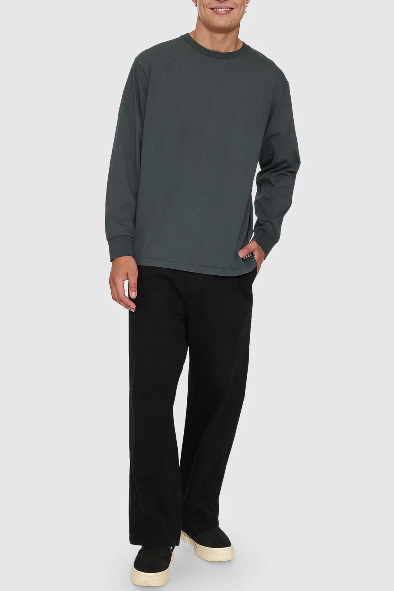 Thrills Military Oversize Long Sleeve Tee Petrol