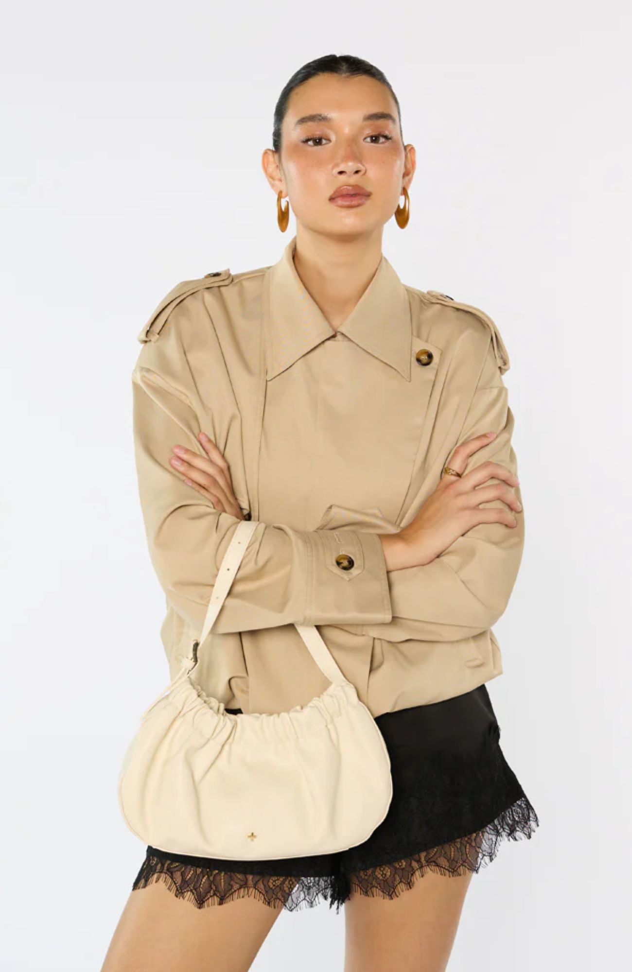 Wrinkle Bag Cream PU Gold