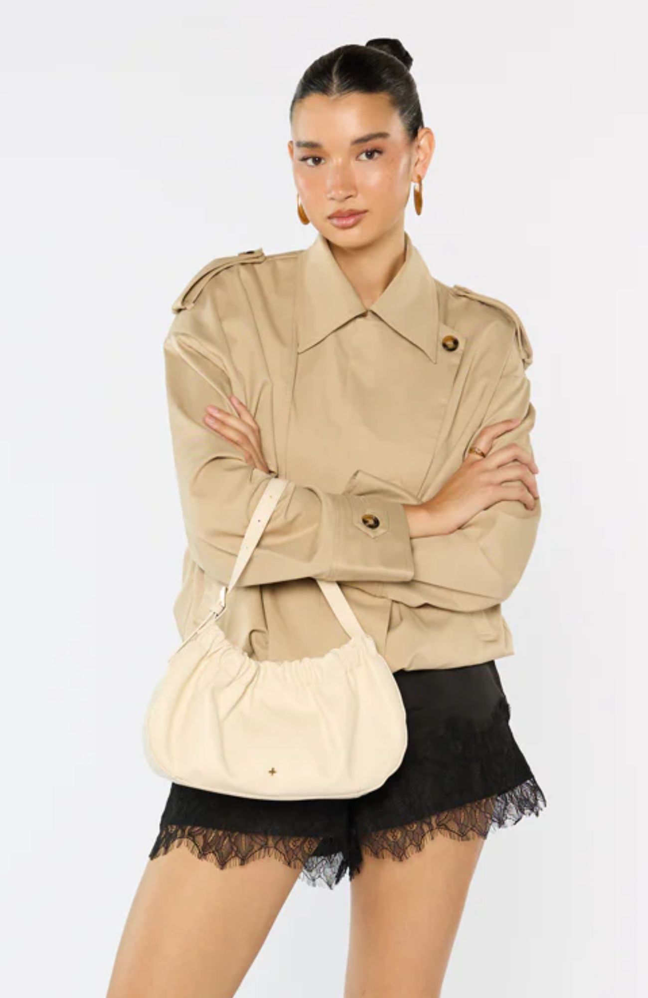 Wrinkle Bag Cream PU Gold