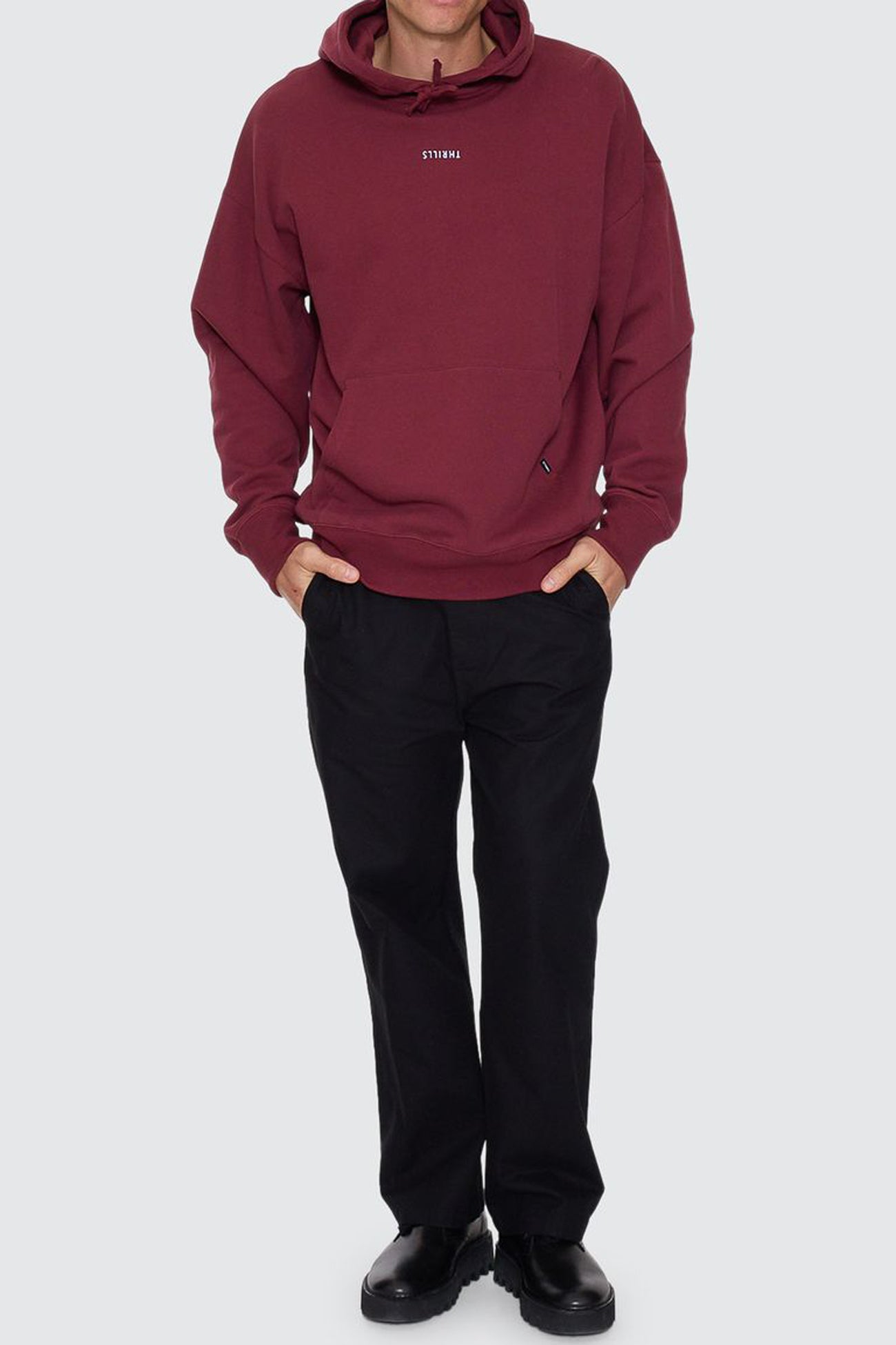 Minimal Thrills Slouch Pull On Hood New Maroon