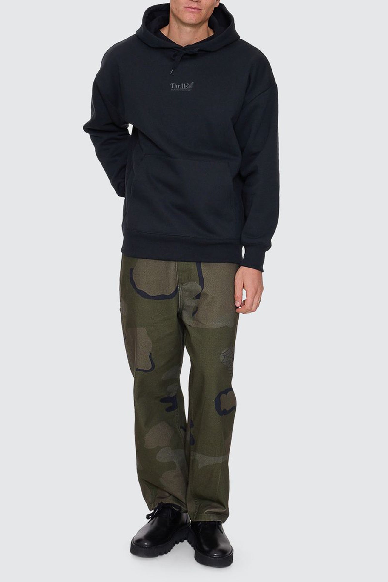 Thrills Union Slouch Pull On Hood Pirate Black