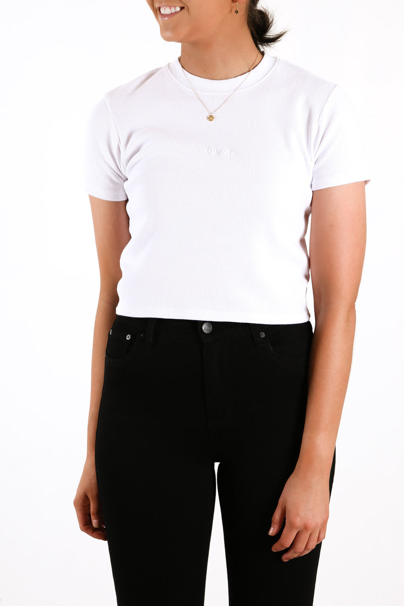 Erin Waffle Fitted Tee White
