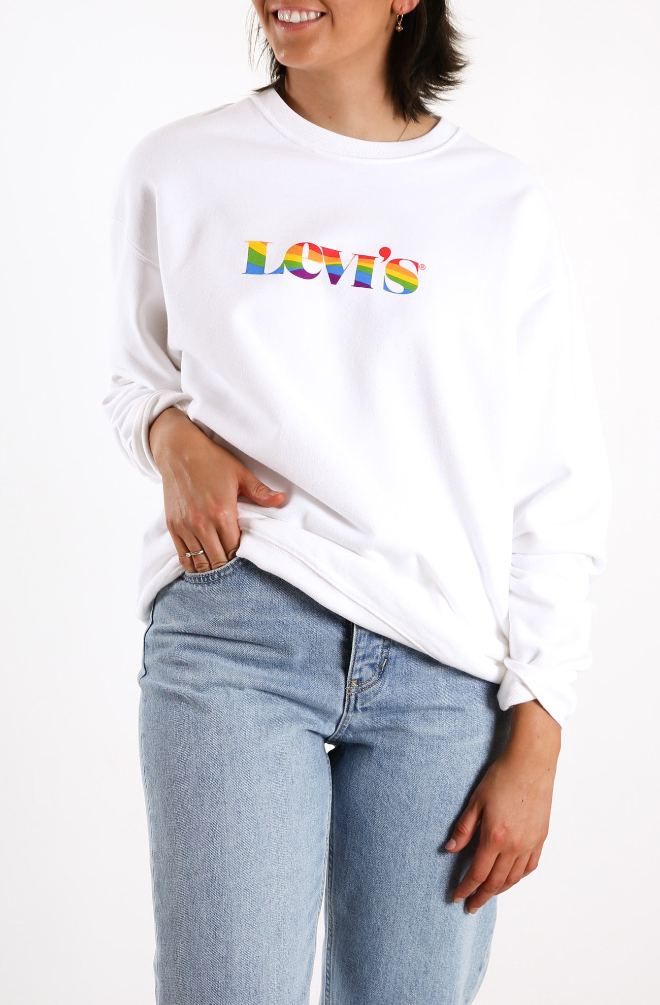 Pride Relaxed Graphic Crew Neck Sweatshirt White