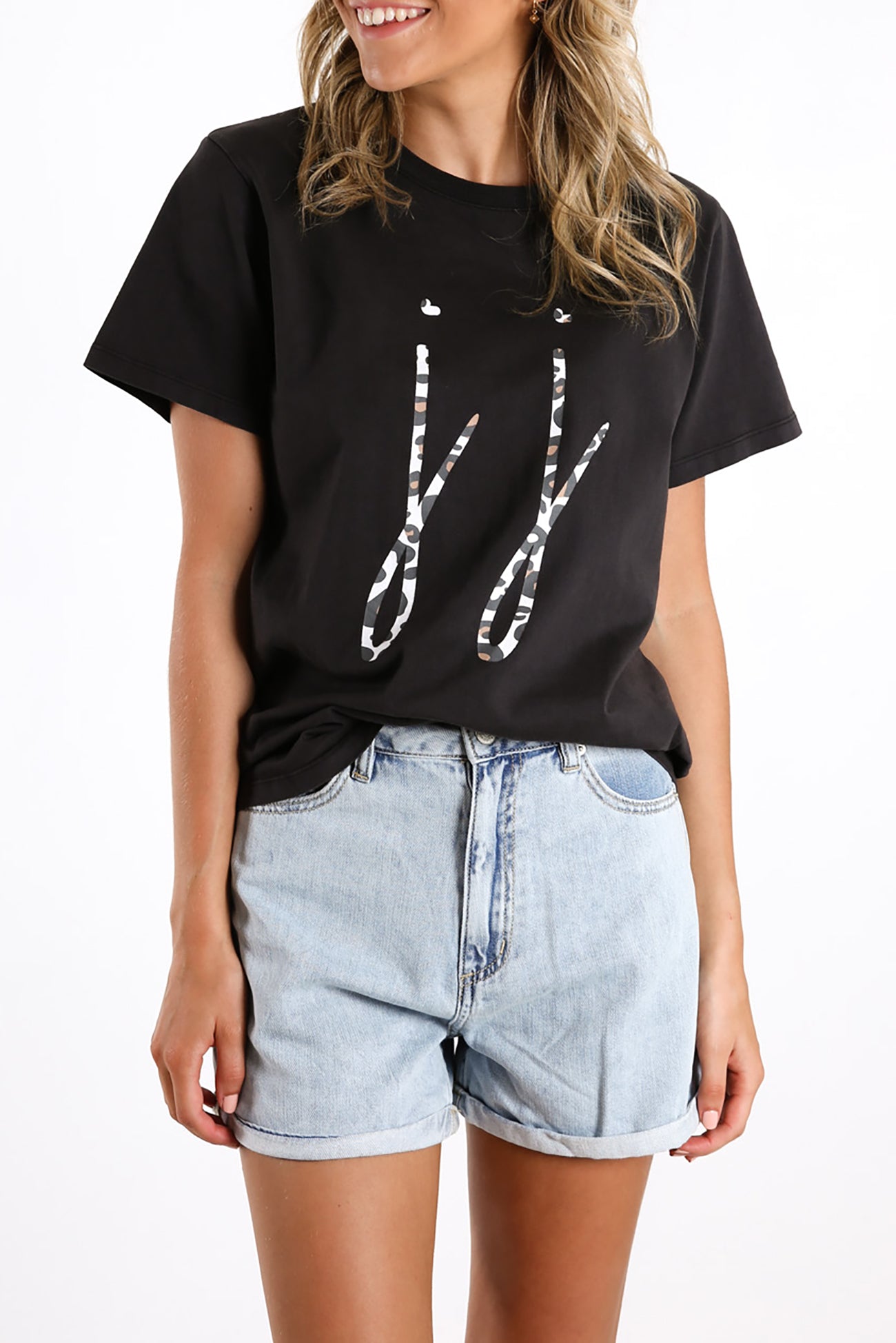 Inspire Tee Washed Black Leopard