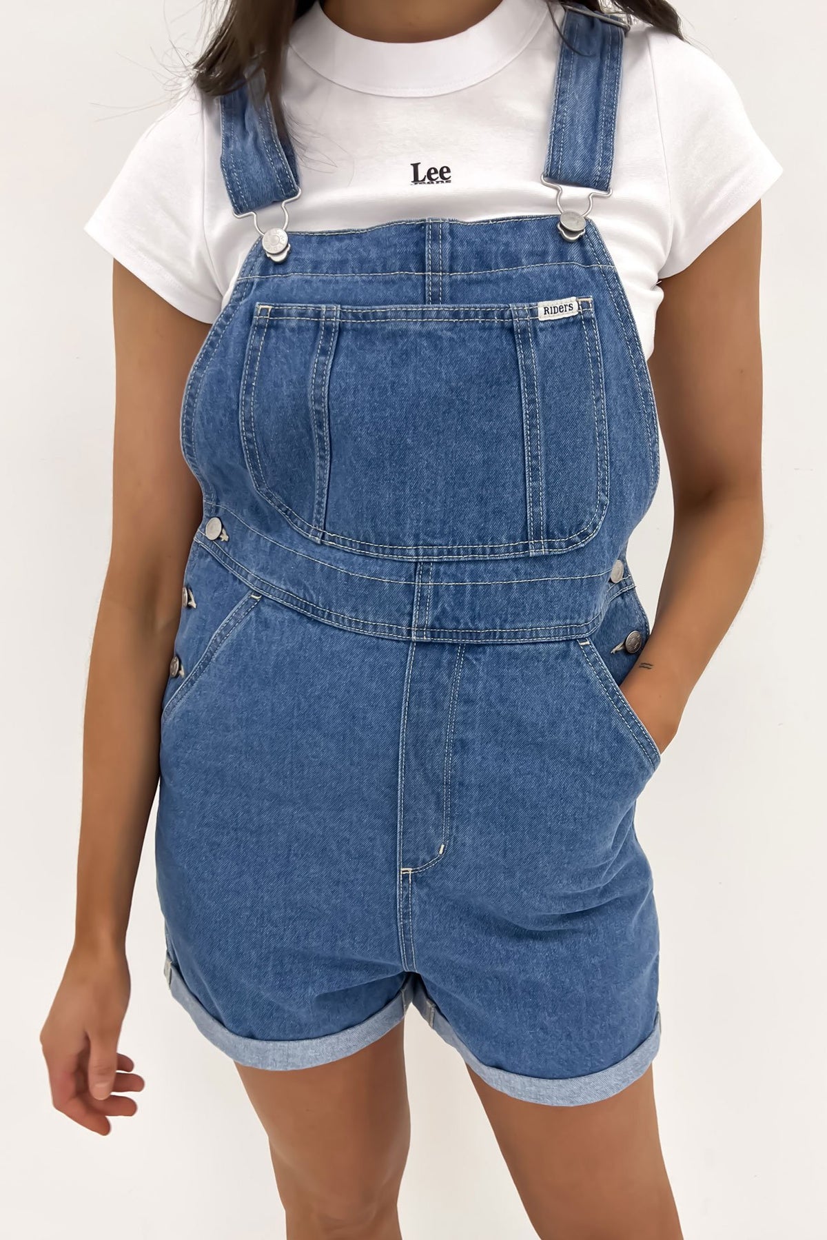 90s Dungaree Short River Fade Jean Jail