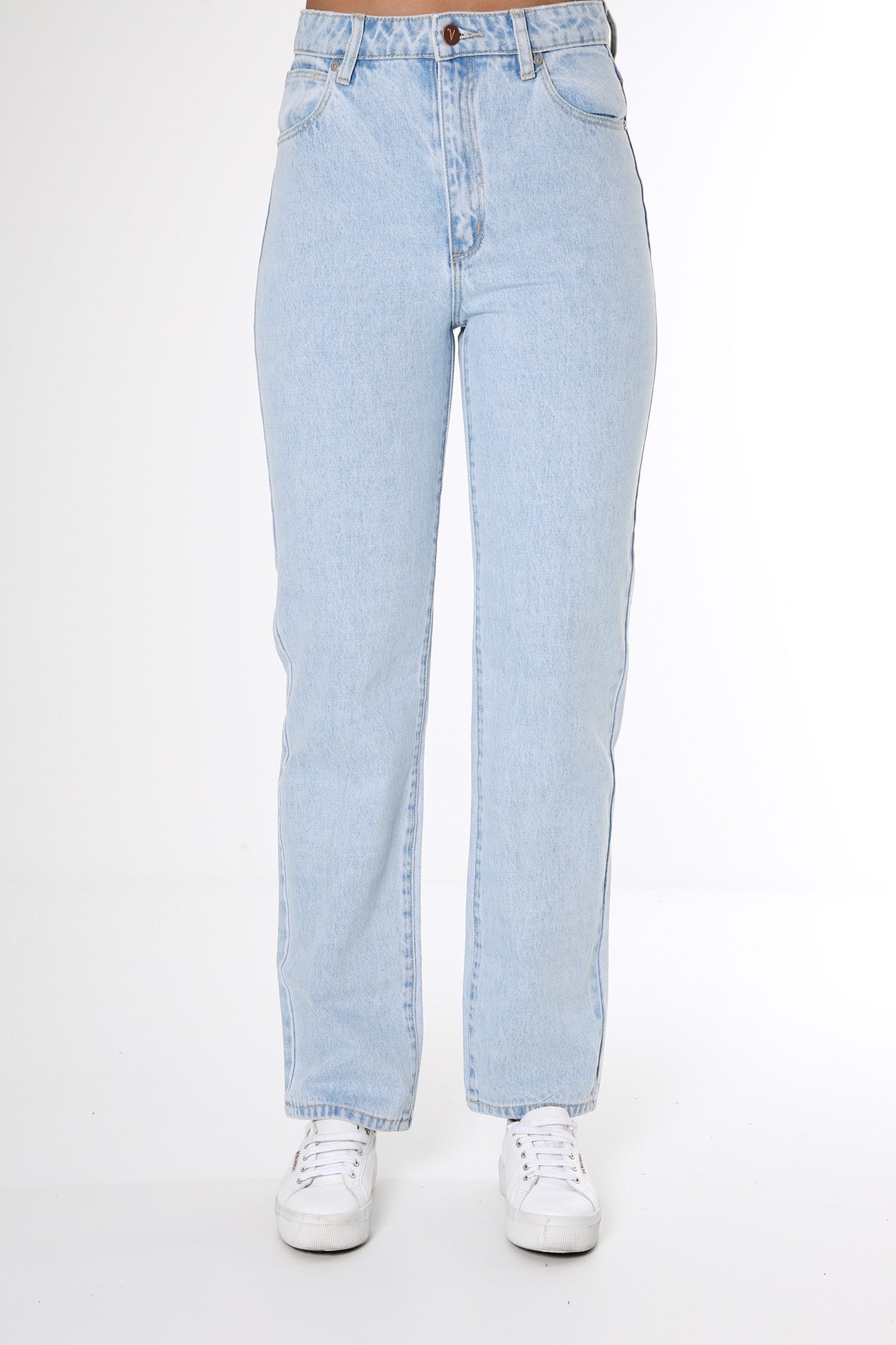 A 94 High Straight Jean Bleached Stone