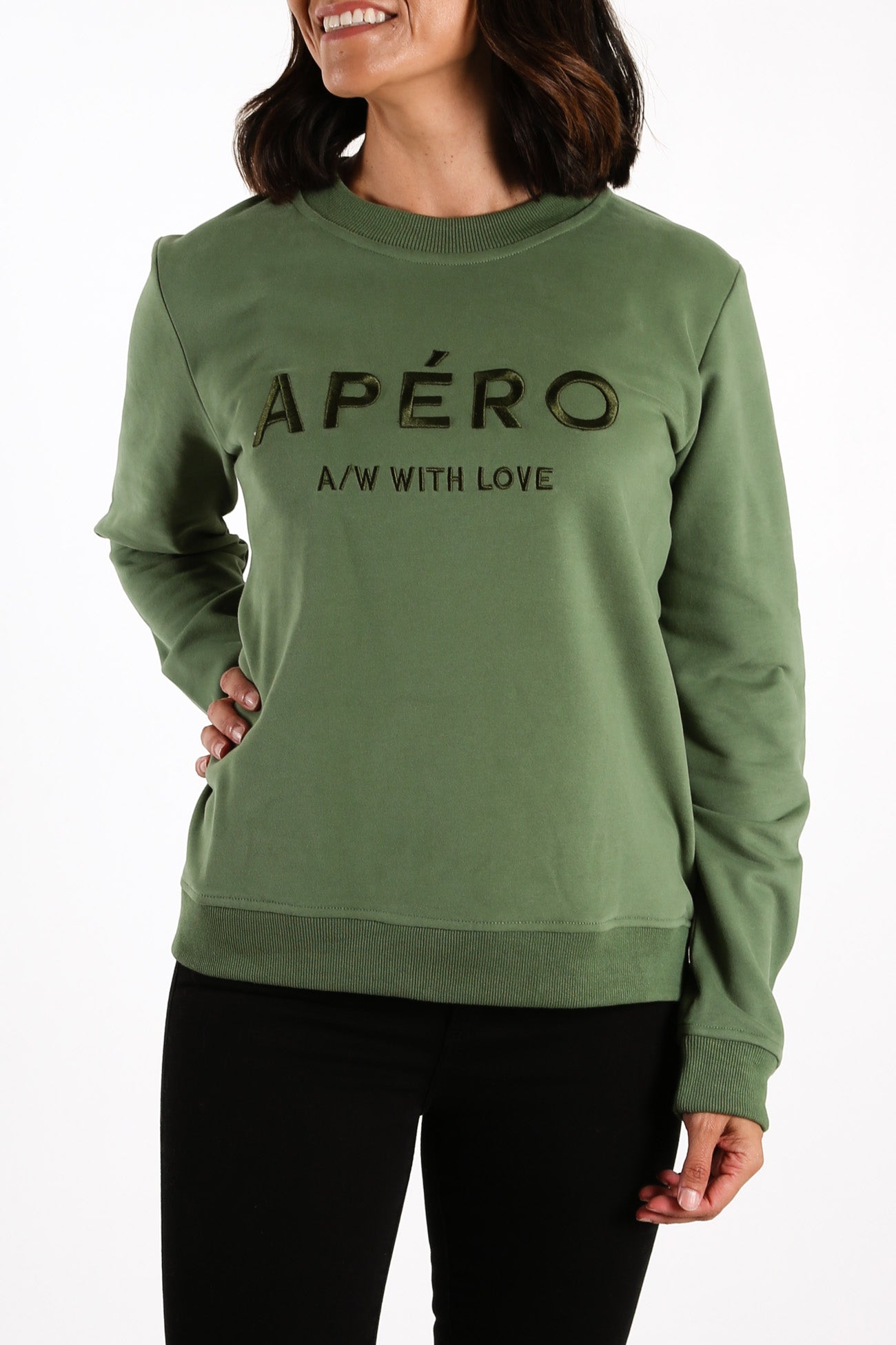 AW With Love Embroidered Jumper Green