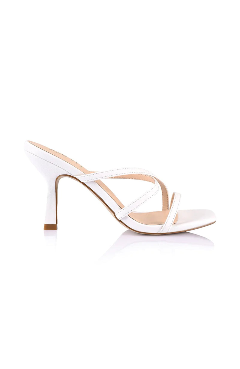 Peanut Strappy Mules White Smooth