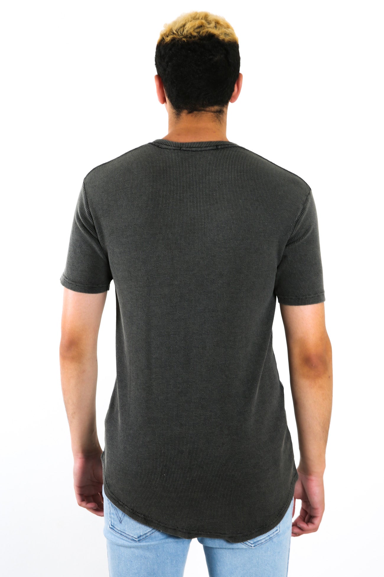 Acid Waffle Henley Washed Black
