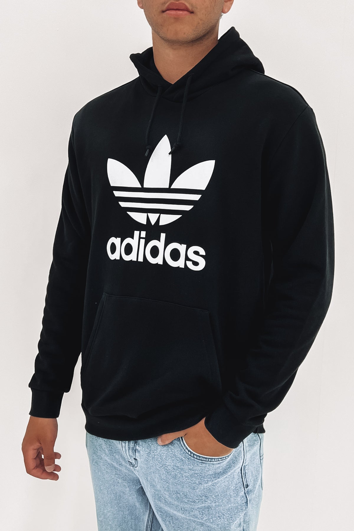 Black trefoil hoodie top